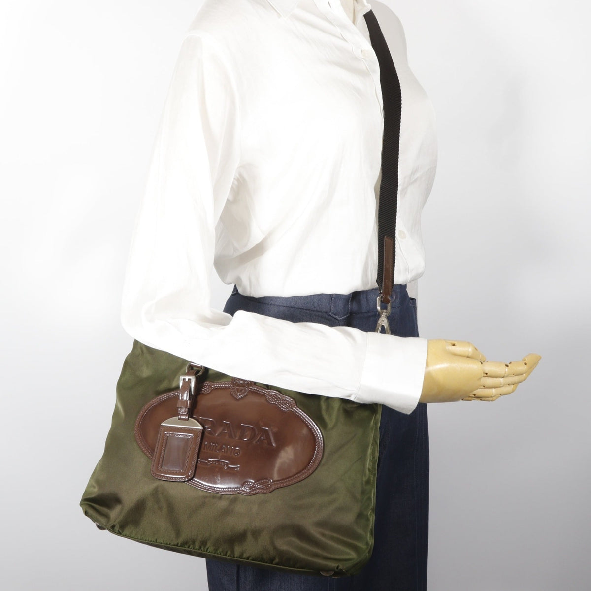 Prada Khaki Nylon Handbag (Pre-Owned)