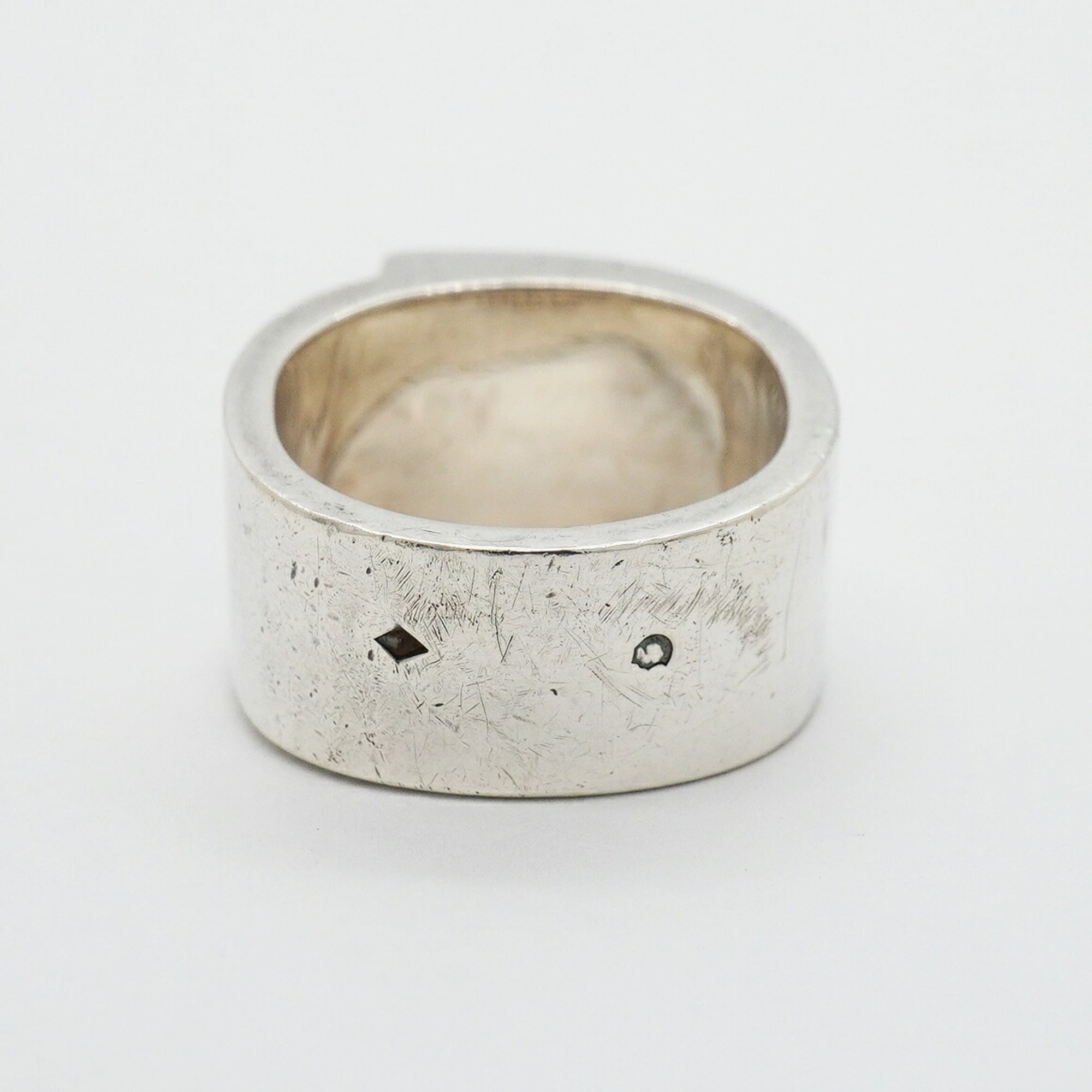 Hermes Blue Silver 925 Band Ring (Pre-Owned)