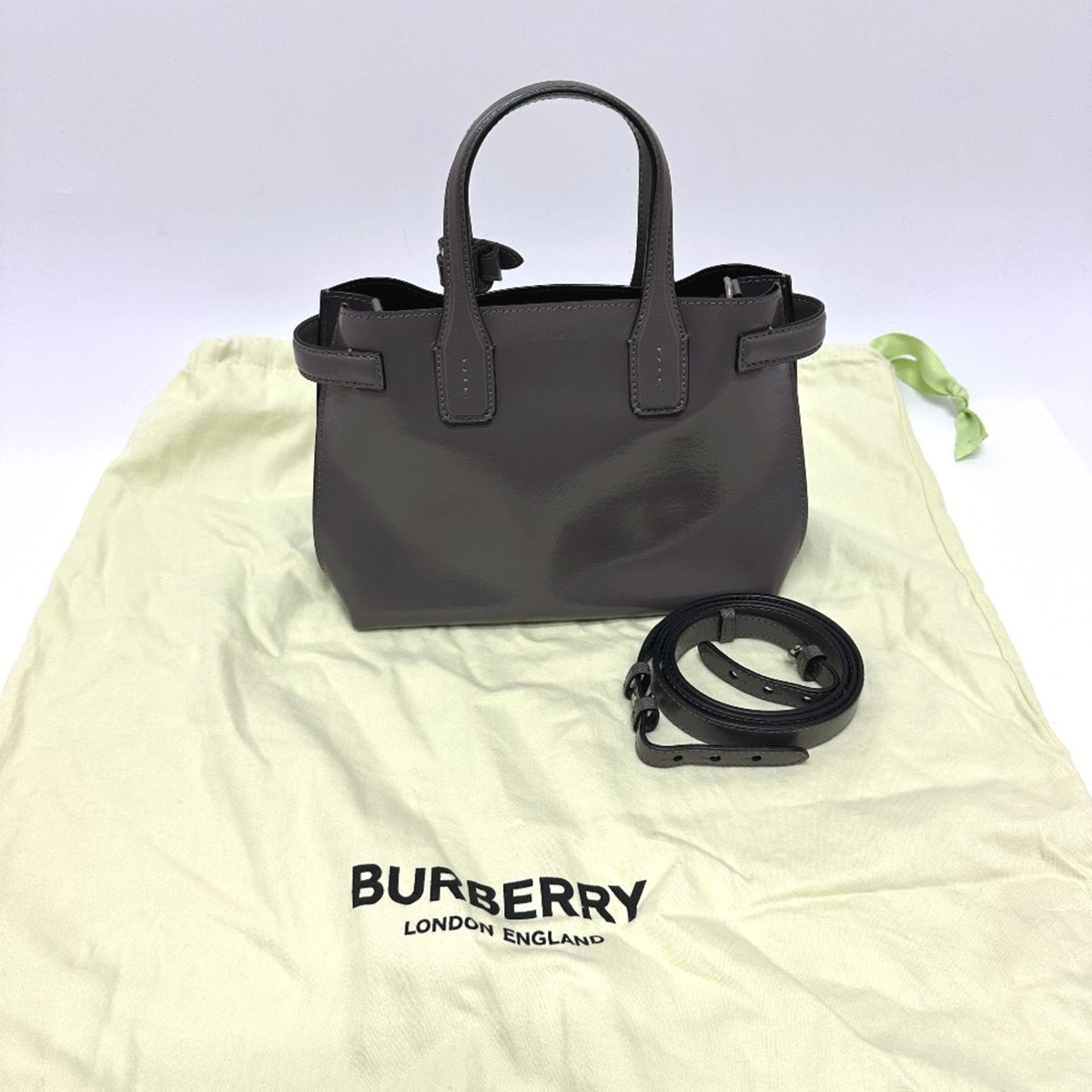Burberry Gray Elastane Leather Handbag Shoulder Bag (Pre-Owned)