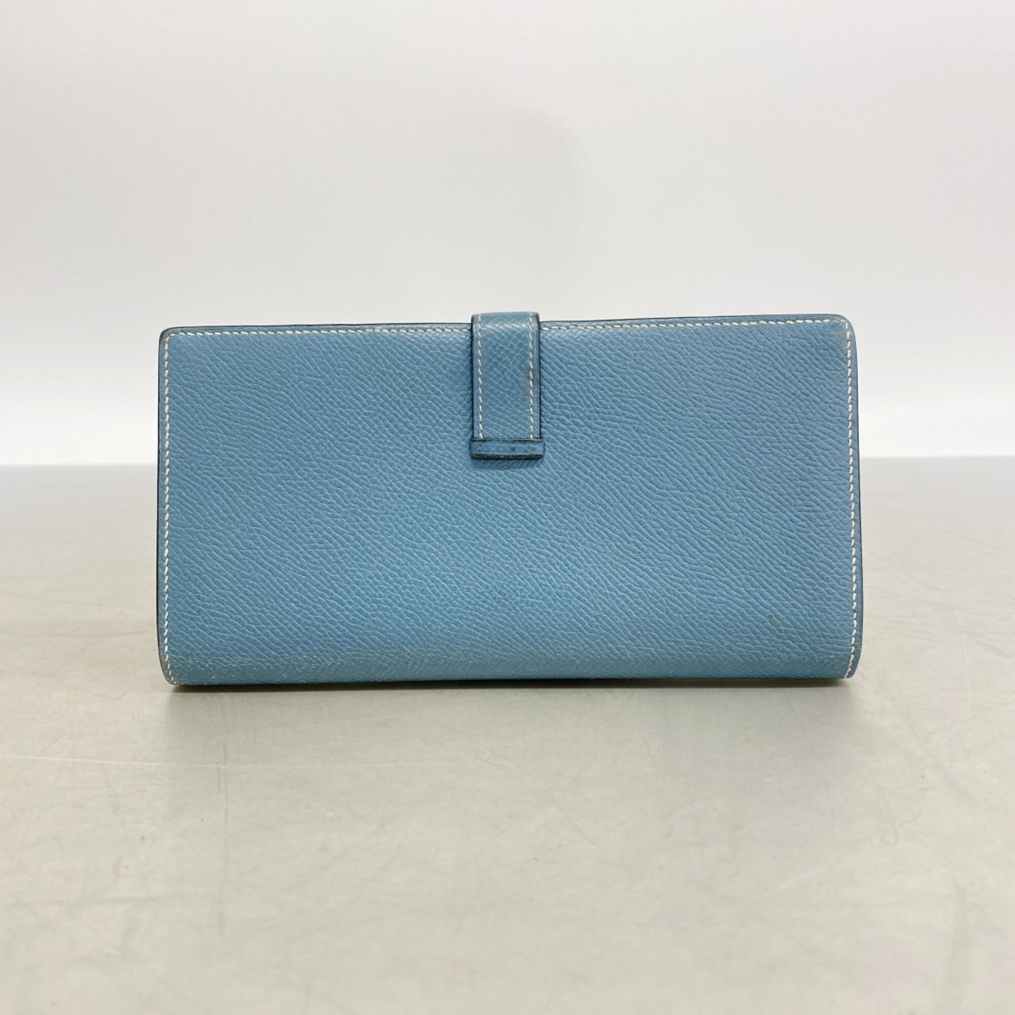 Hermes Blue Jean Epsom Leather Long Wallet (Bi-Fold) (Pre-Owned)