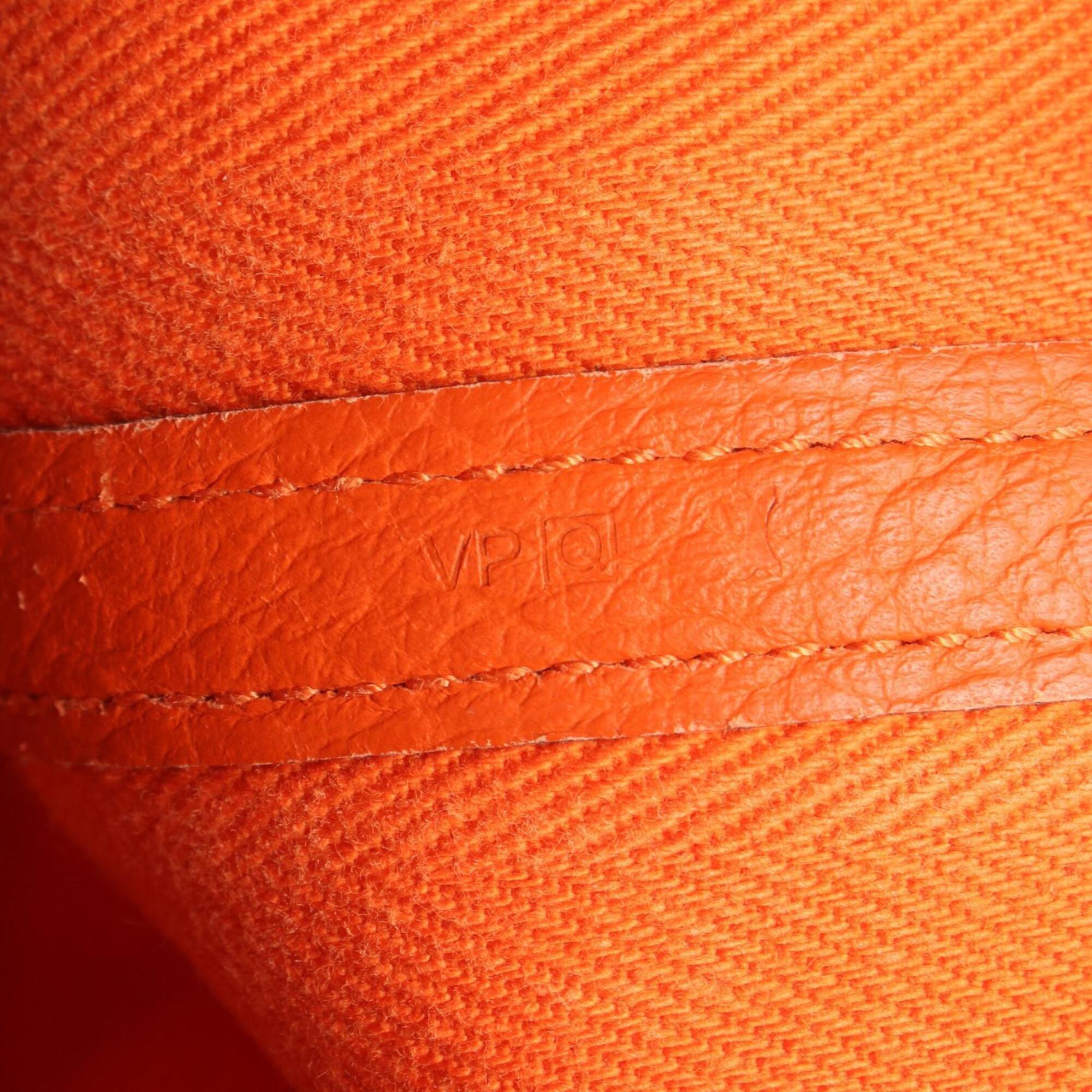 Hermes Feu Orange Toile Chevron Handbag Tote Bag (Pre-Owned)