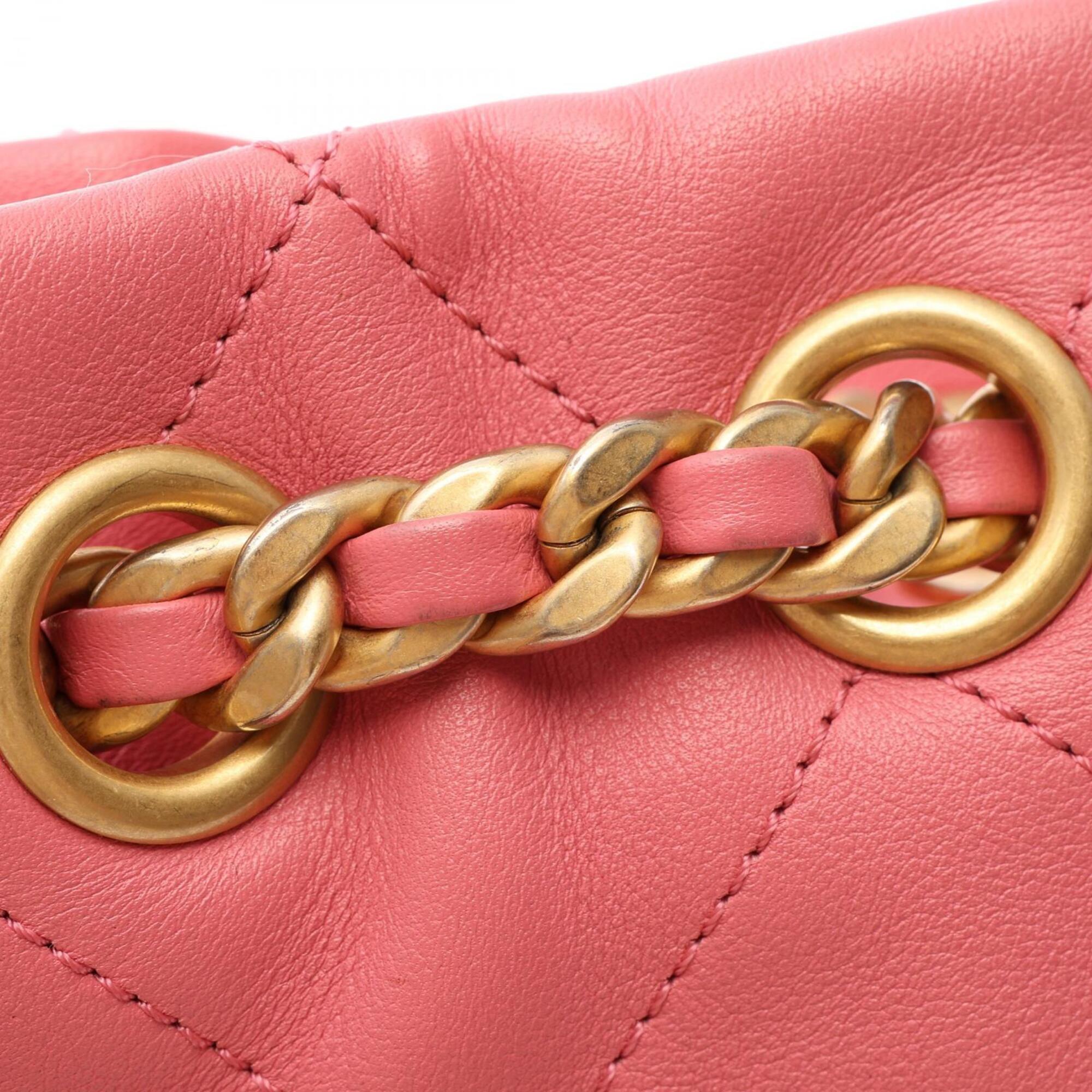 Chanel Pink Leather Handbag Shoulder Bag (Pre-Owned)