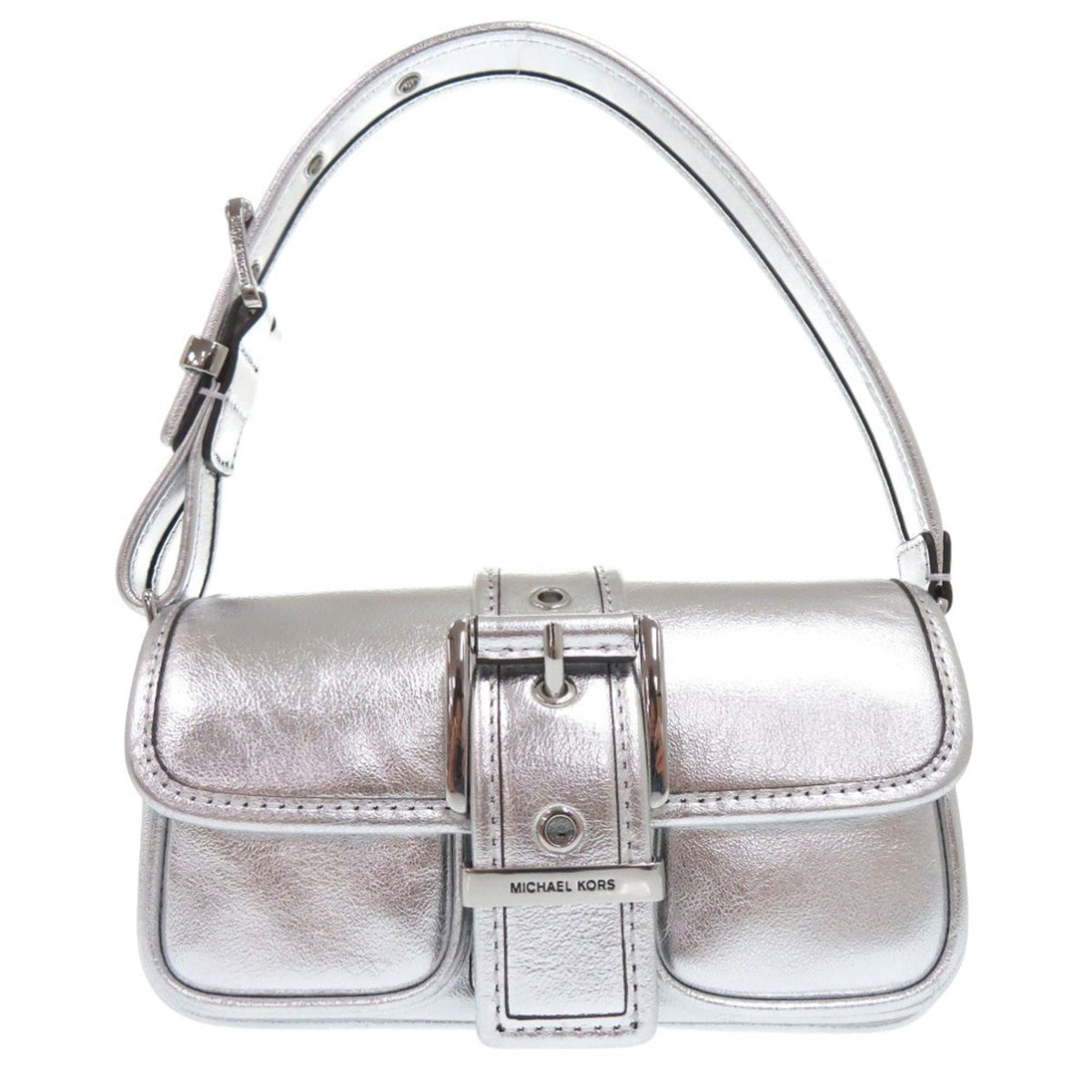 Michael Kors Metallic Silver Leather Shoulder Bag (Pre-Owned)