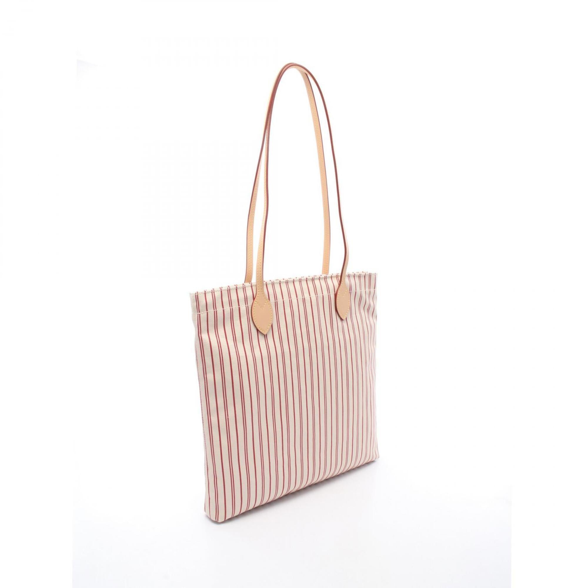 Louis Vuitton Beige Red Color Canvas Handbag Tote Bag (Pre-Owned)