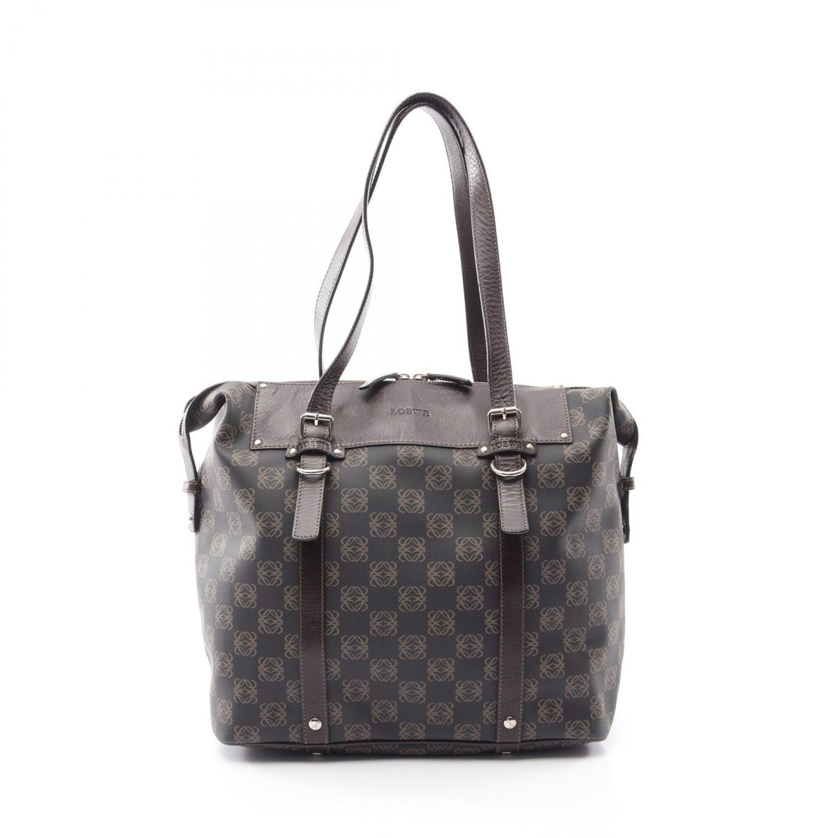 Loewe Brown Leather Coated Canvas Handbag Tote Bag (Pre-Owned)