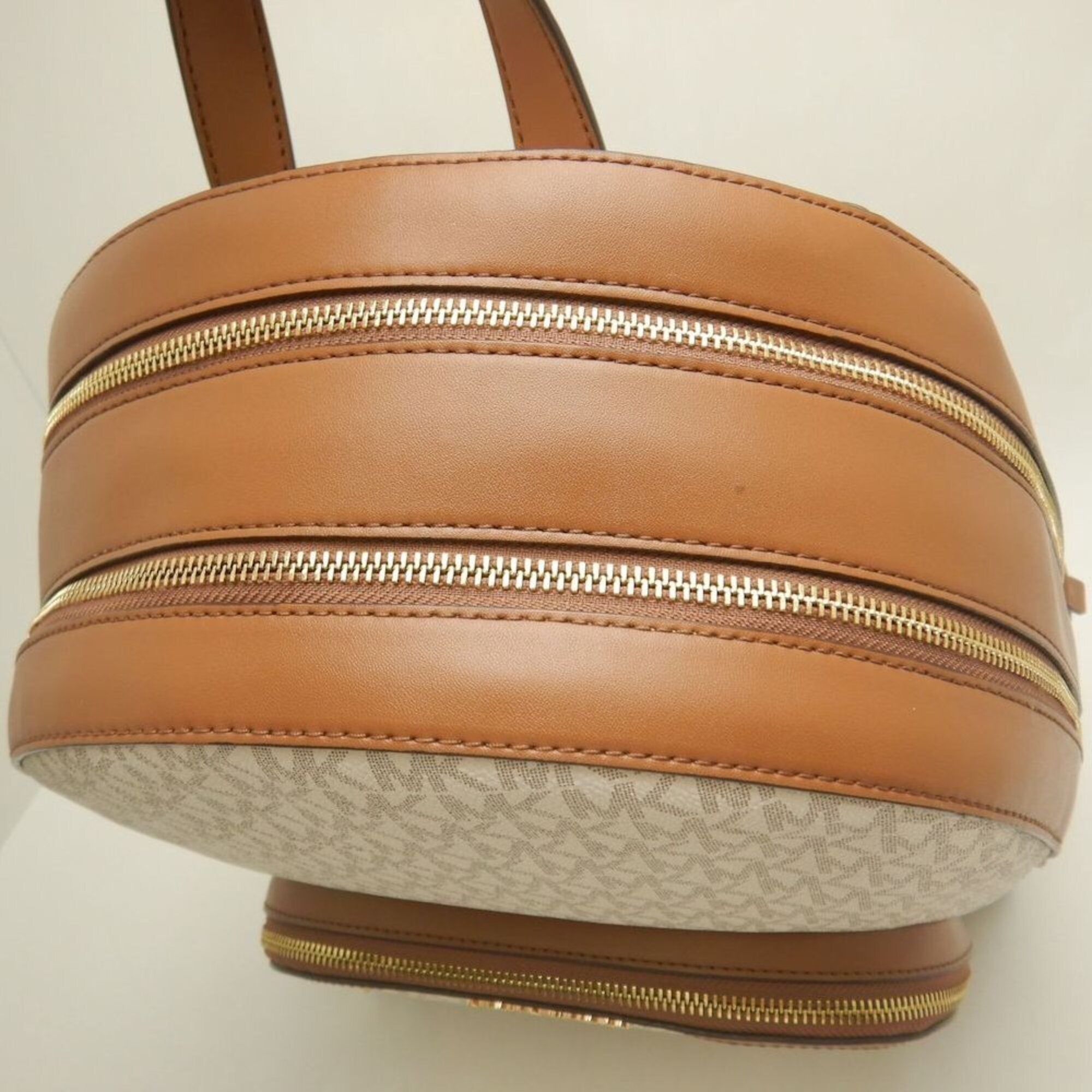 Michael Kors Brown Coated Canvas Leather Backpack (Pre-Owned)