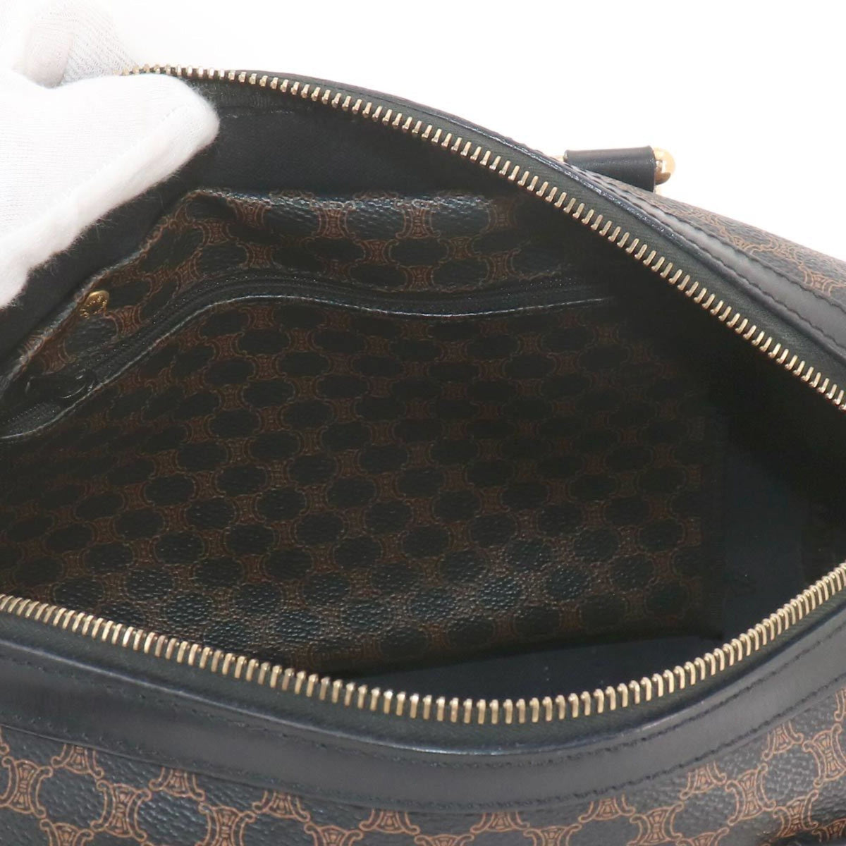 Celine Black Brown Pvc Leather Boston Bag Handbag (Pre-Owned)
