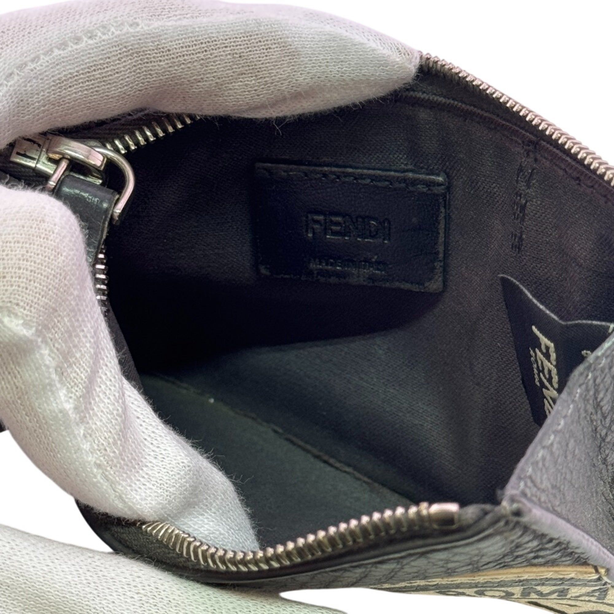 Fendi Gray Leather Coin Purse/Coin Case (Pre-Owned)