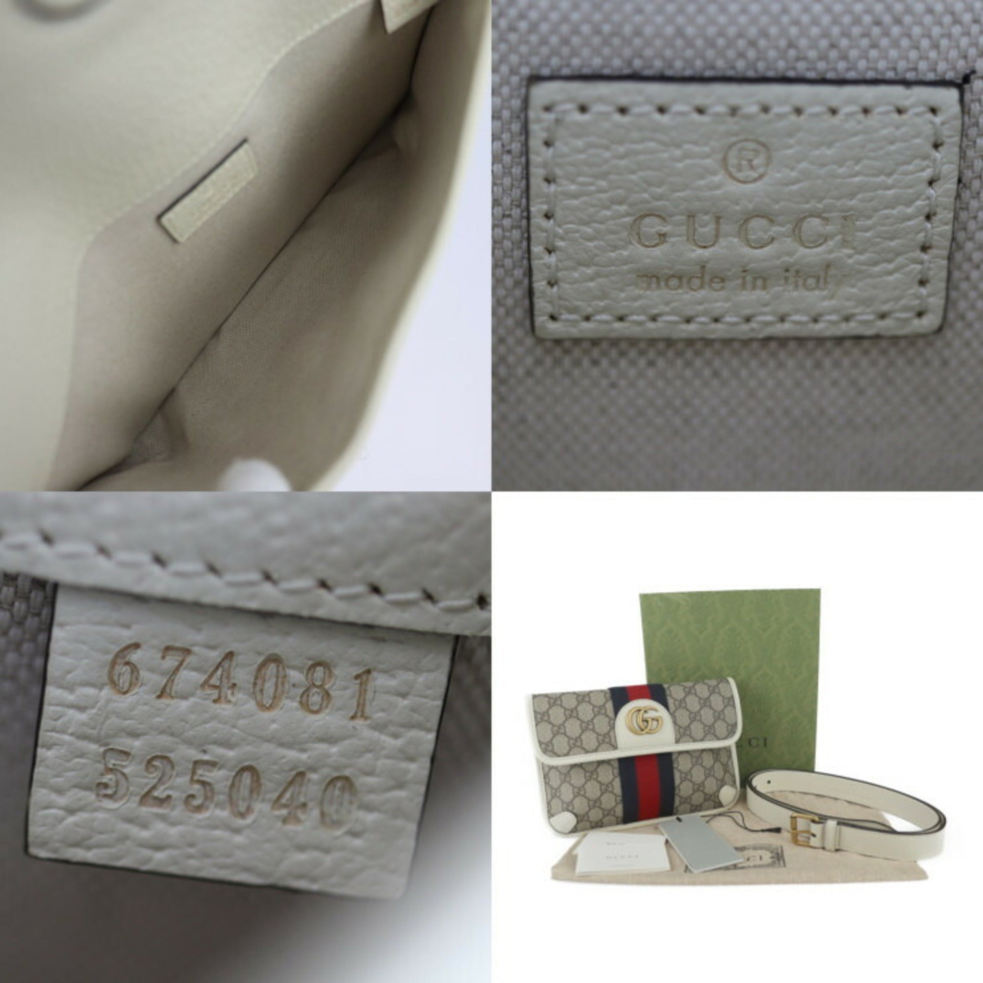 Gucci Beige White Gg Supreme Leather Fanny Pack (Pre-Owned)