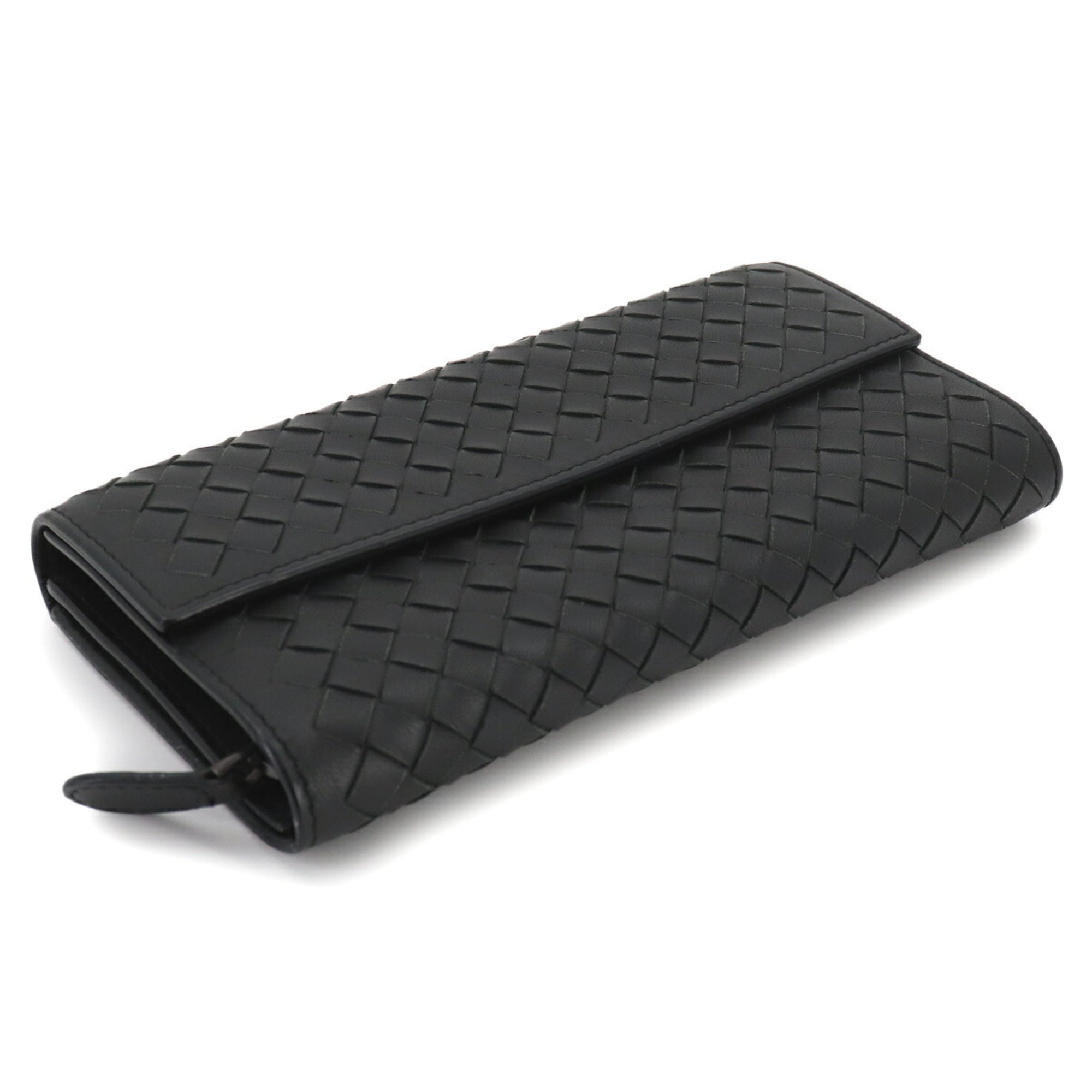 Bottega Veneta Black Intrecciato Long Wallet (Bi-Fold) (Pre-Owned)