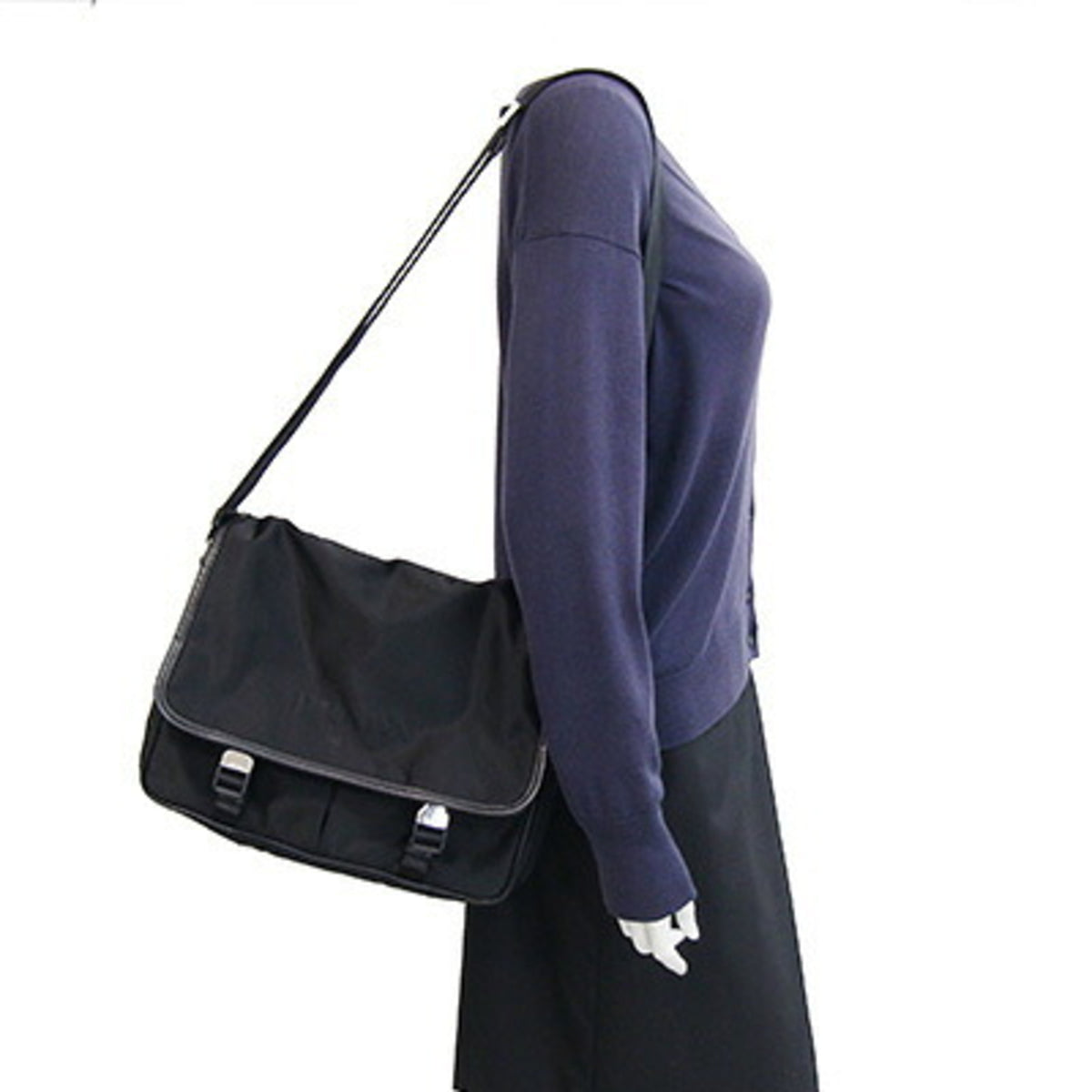 Prada Black White Nylon Shoulder Bag (Pre-Owned)