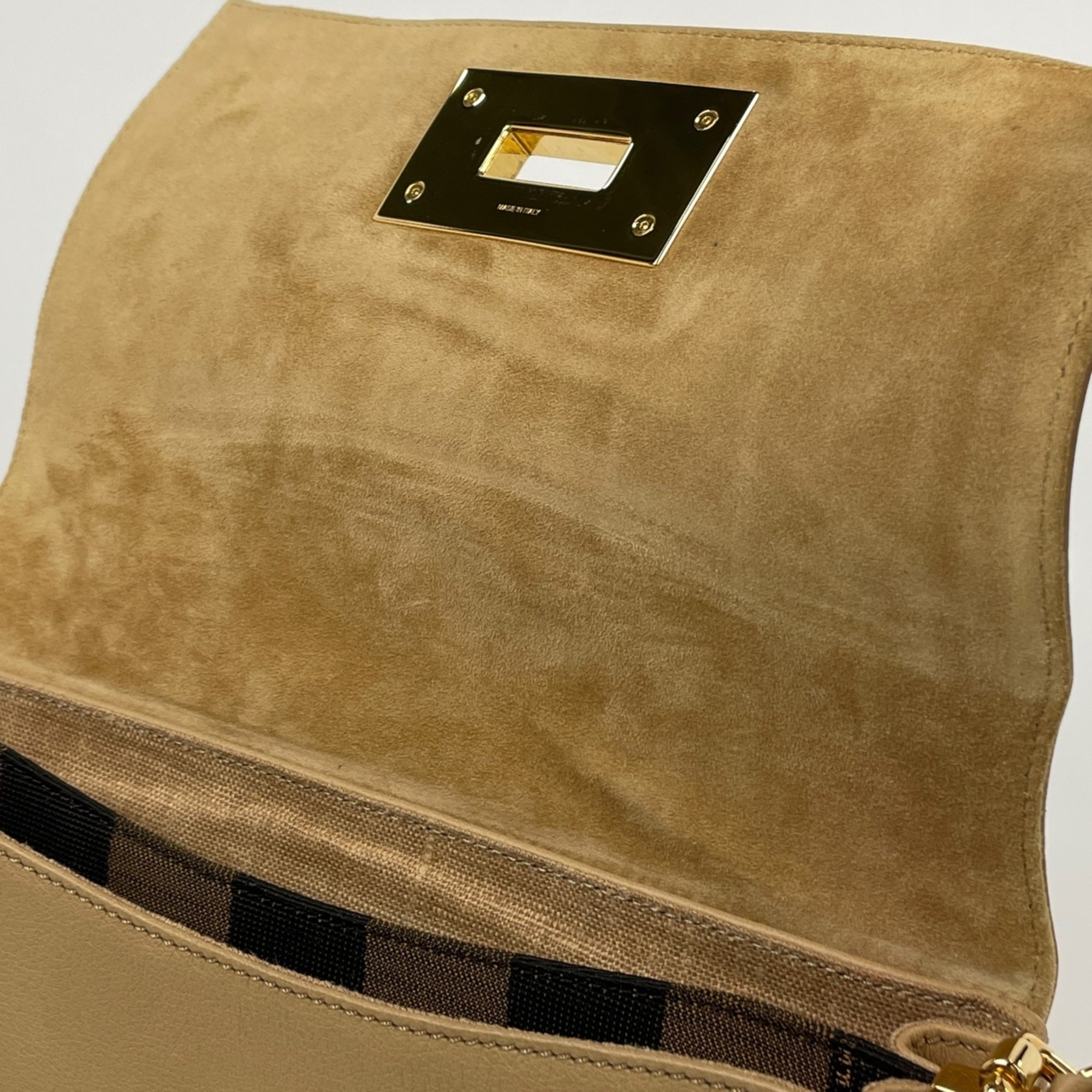 Fendi Beige Leather Shoulder Bag (Pre-Owned)