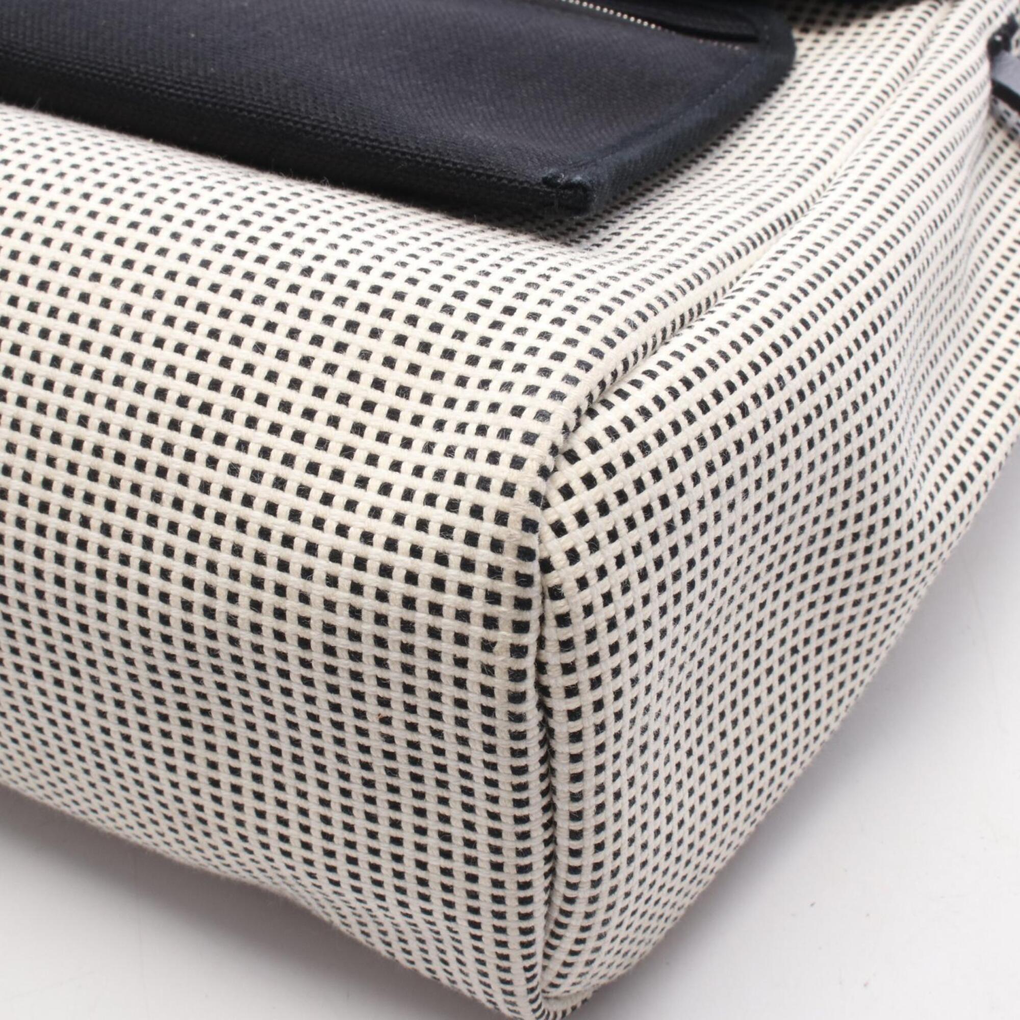 Hermes Black White Canvas Handbag (Pre-Owned)