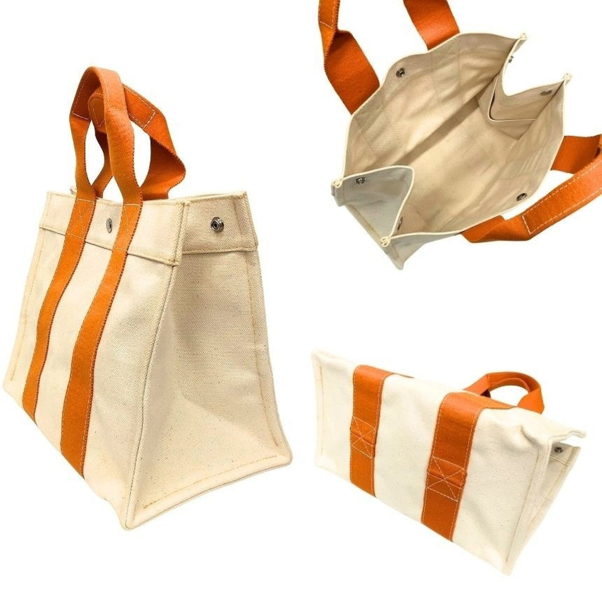 Hermes Bora Bora Cream Orange Cotton Canvas Tote Bag (Pre-Owned)
