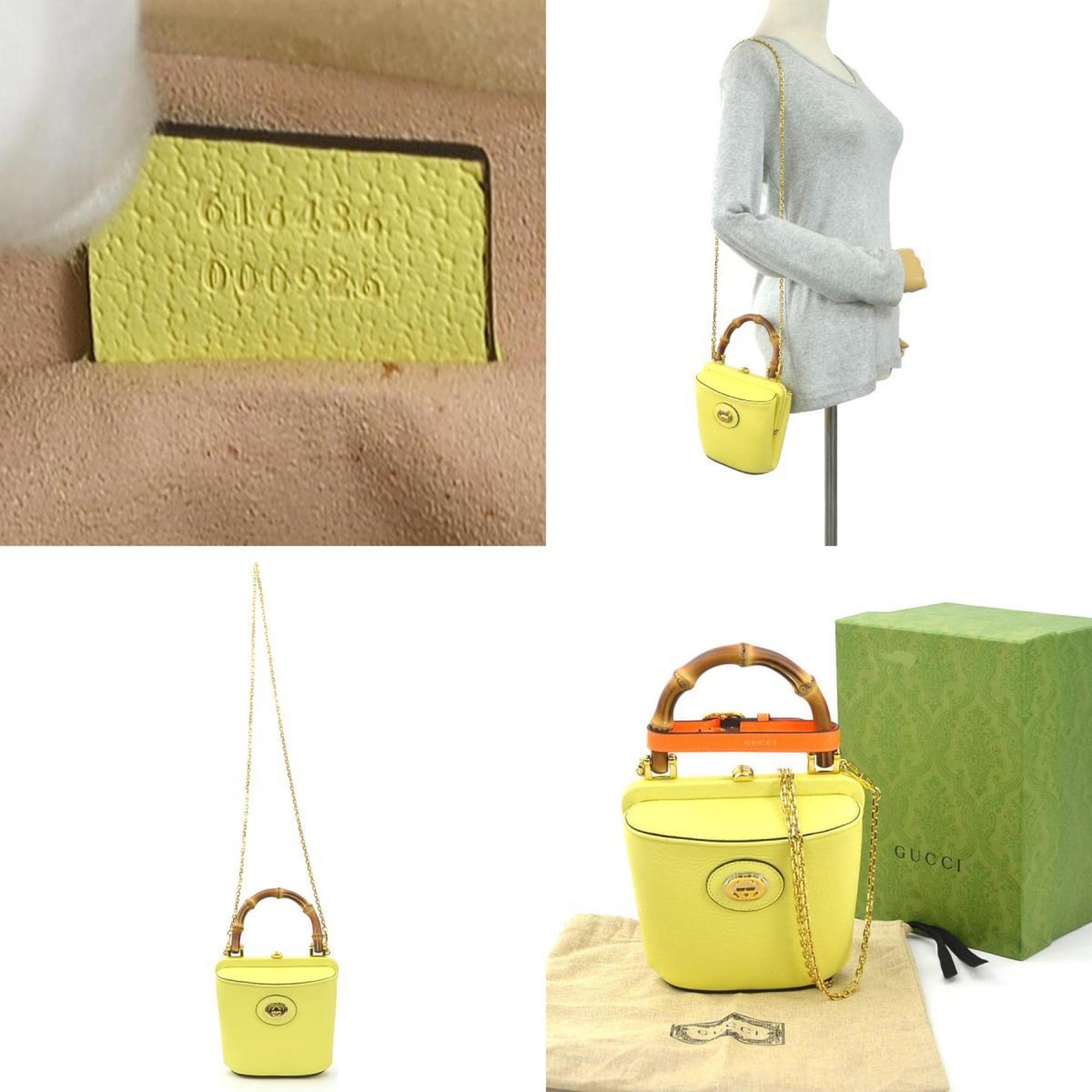 Gucci Yellow Leather Handbag Shoulder Bag (Pre-Owned)