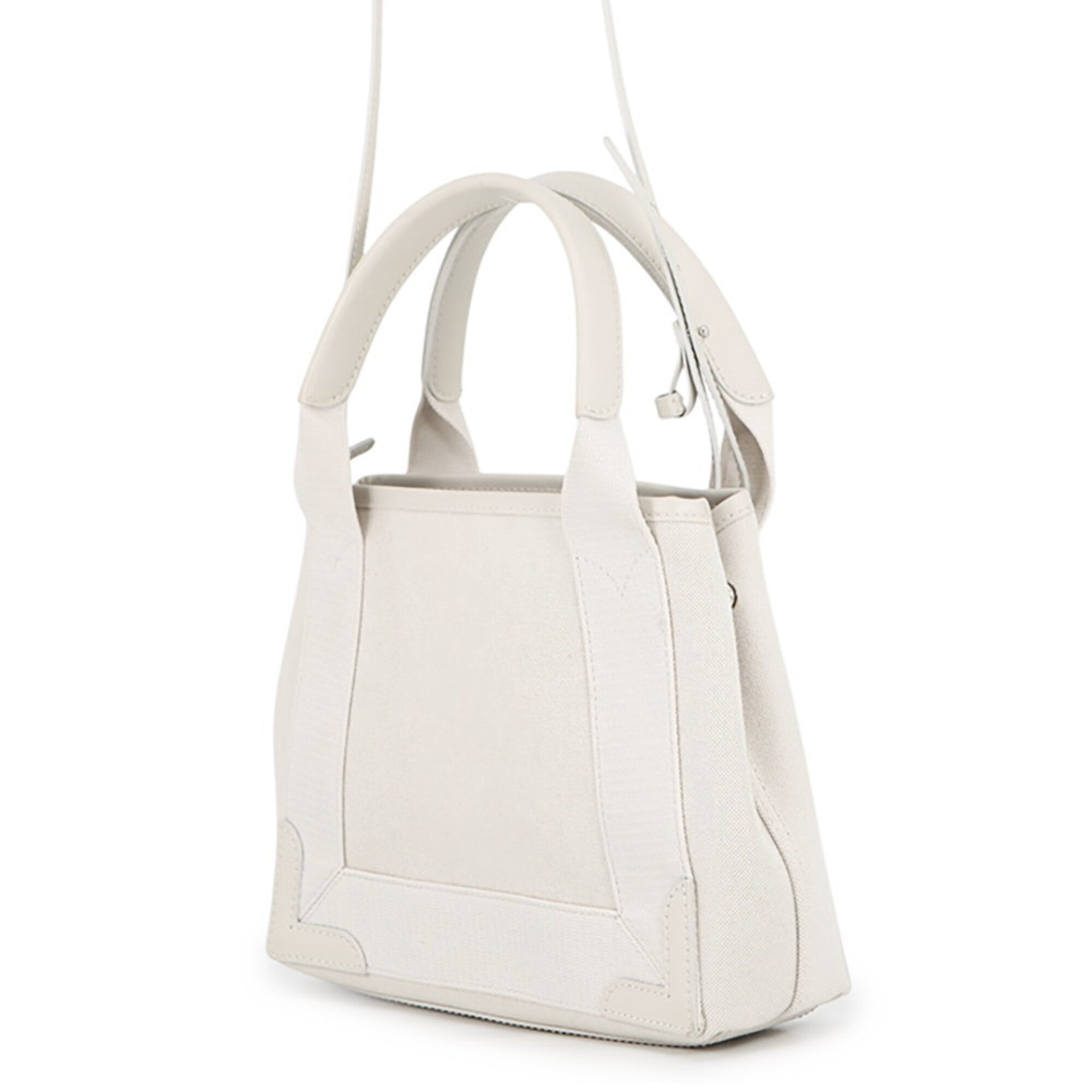 Balenciaga White Canvas Leather Handbag Pouch (Pre-Owned)