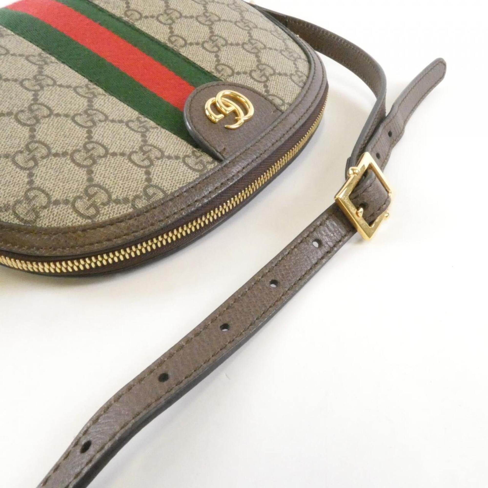 Gucci Beige Brown Gg Supreme Canvas Leather Shoulder Bag (Pre-Owned)