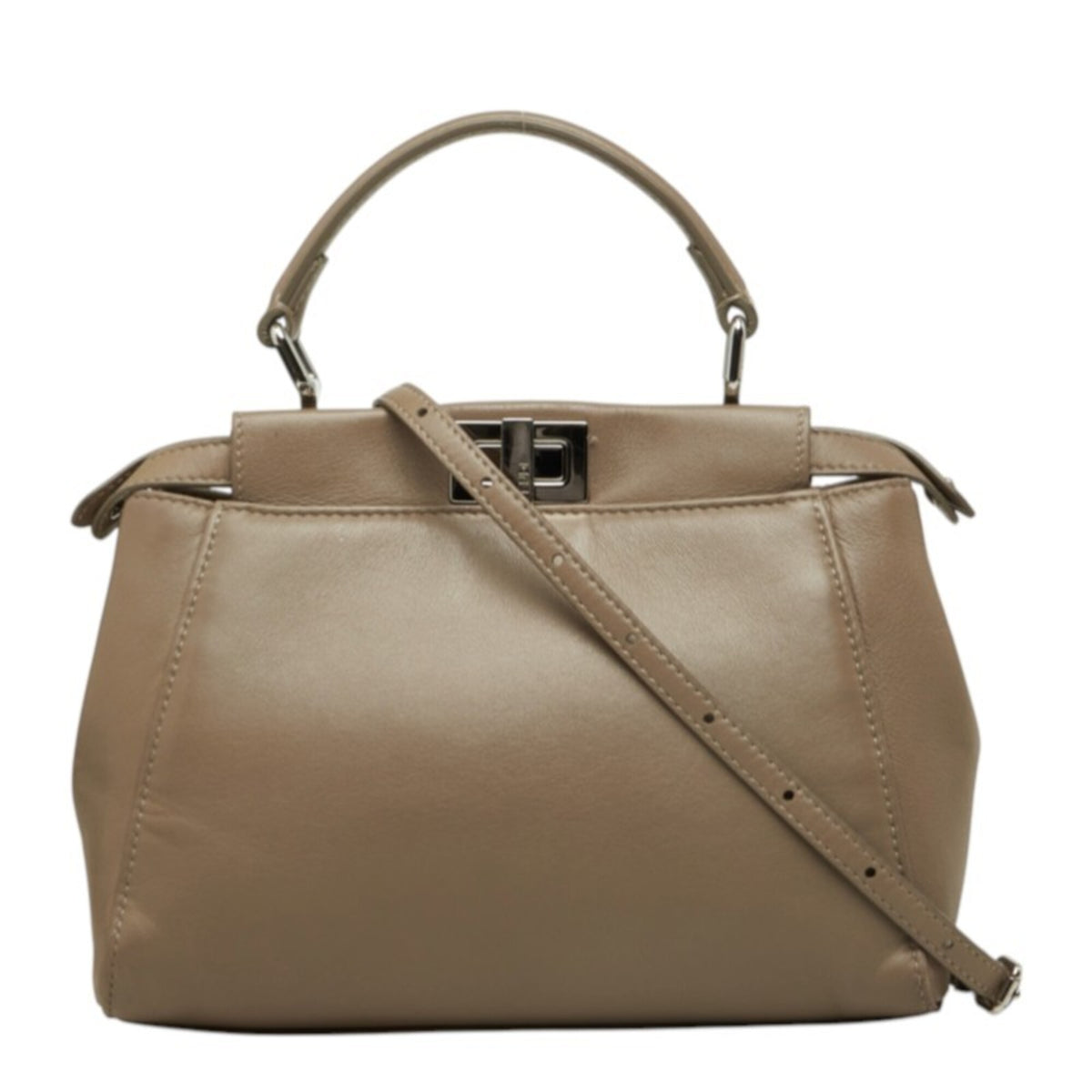 Fendi Selleria Grayish Leather Handbag Shoulder Bag (Pre-Owned)