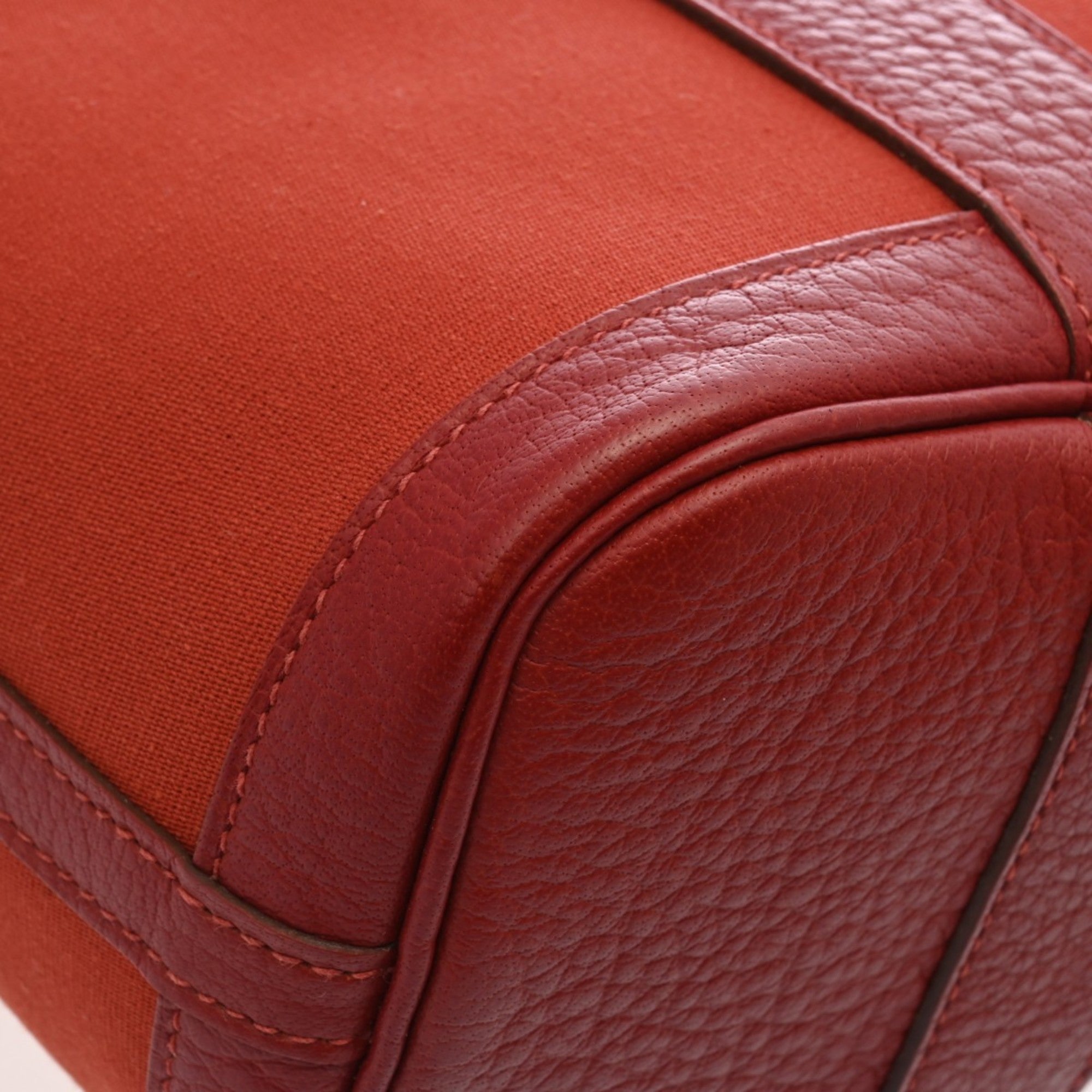Hermes Rouge Garance Toile Officier Negonda Leather Handbag (Pre-Owned)