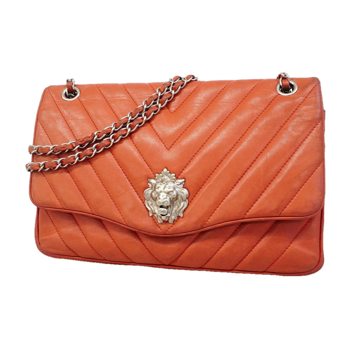 Chanel Red Color Leather Shoulder Bag (Pre-Owned)