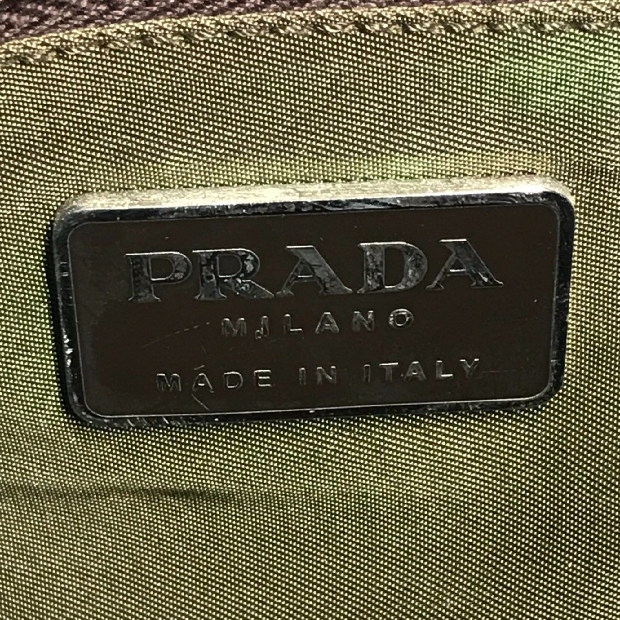 Prada Brown Khaki Leather Nylon Shoulder Bag Tote Bag (Pre-Owned)