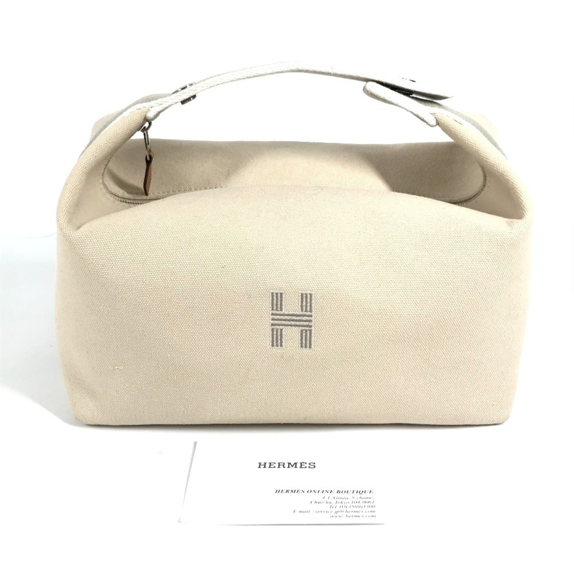 Hermes Beige Cotton Pouch Vanity Bag (Pre-Owned)