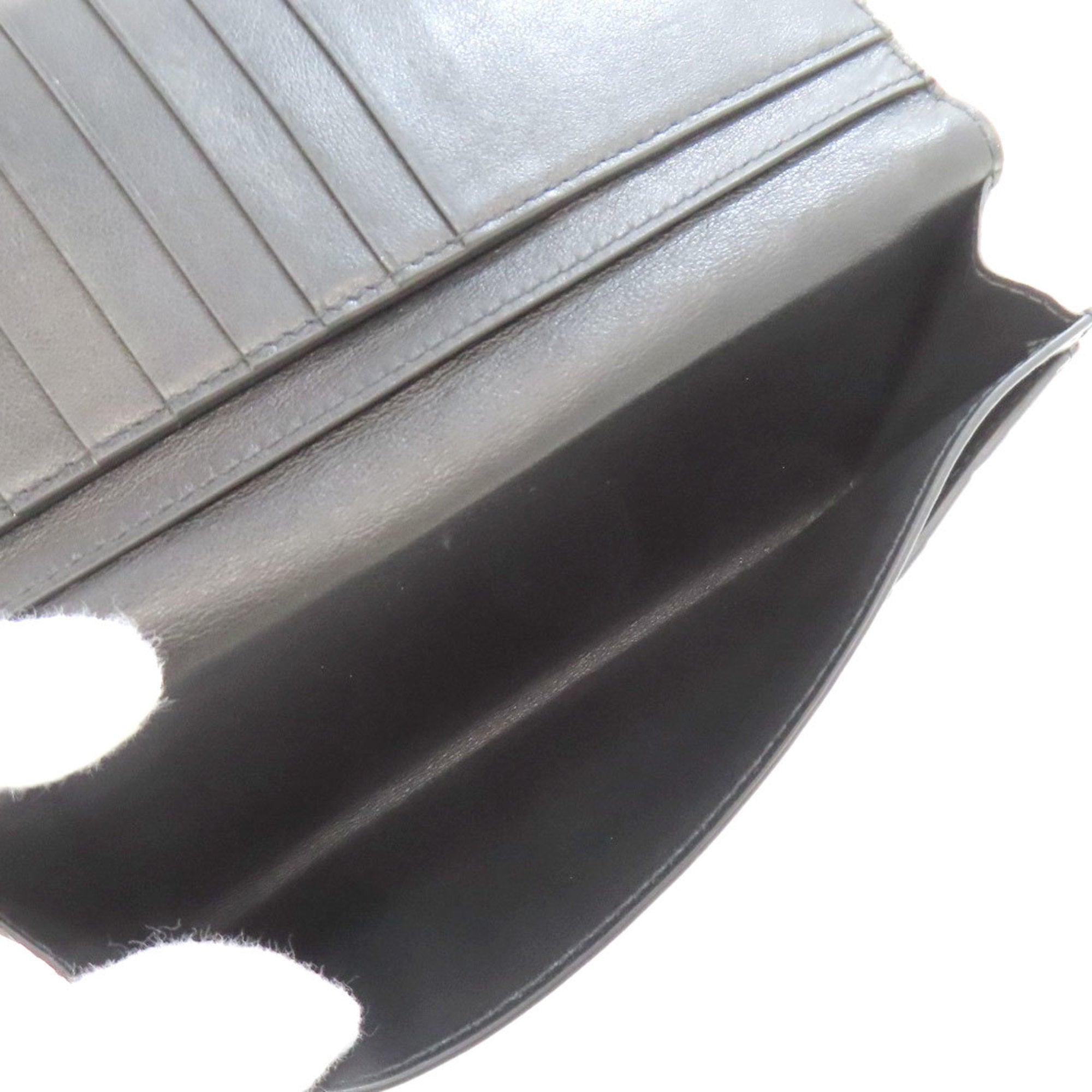 Bottega Veneta Intrecciato Black Leather Long Wallet (Bi-Fold) (Pre-Owned)