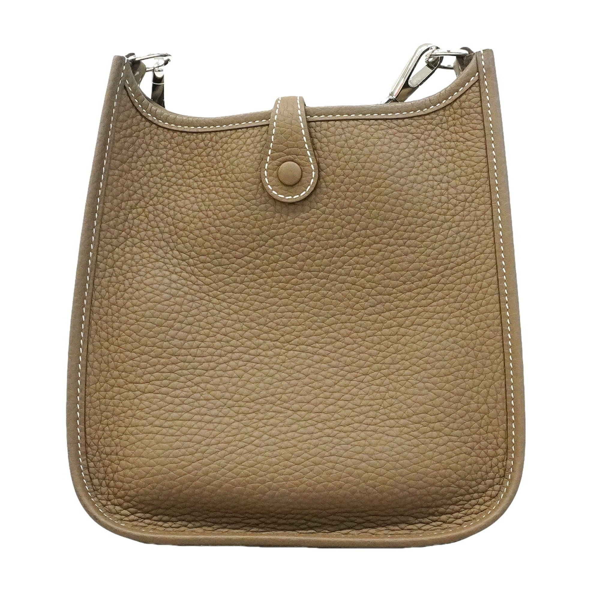 Hermes Etoupe Gray Taurillon Clemence Leather Shoulder Bag (Pre-Owned)