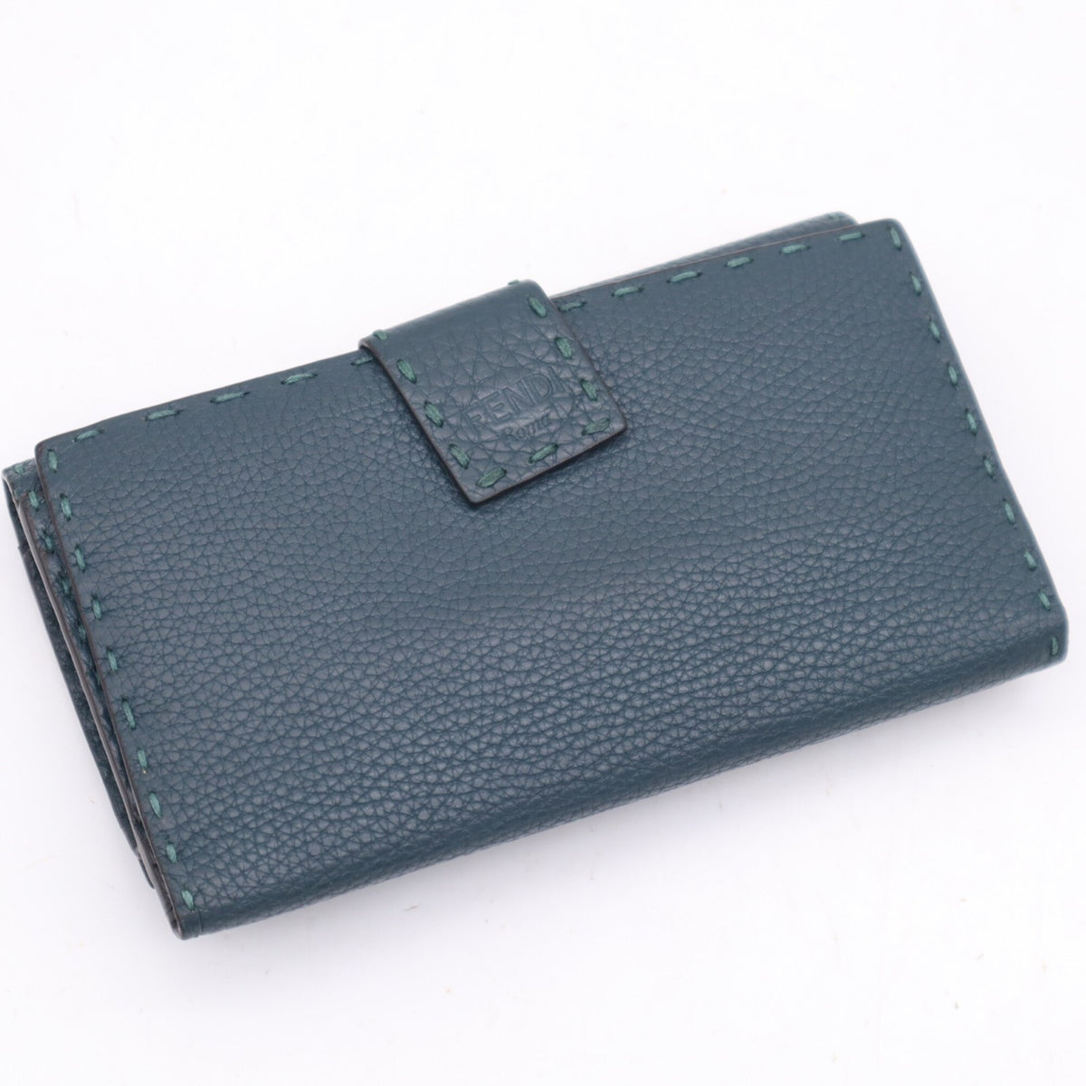 Fendi Selleria Green Leather Long Wallet (Bi-Fold) (Pre-Owned)