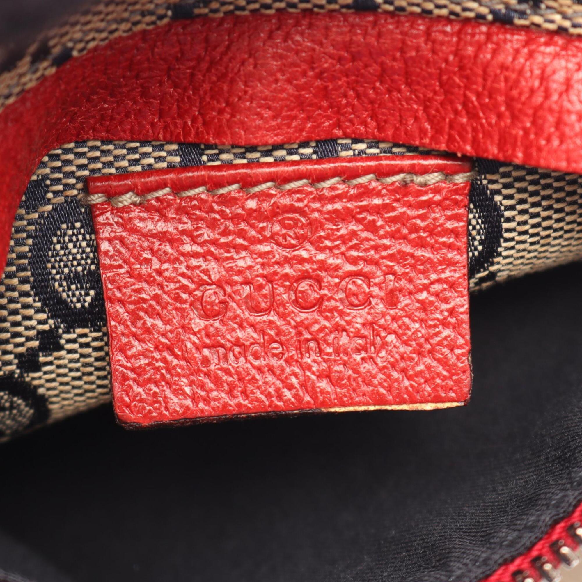 Gucci Beige Navy Red Color Canvas Leather Fanny Pack Handbag (Pre-Owned)
