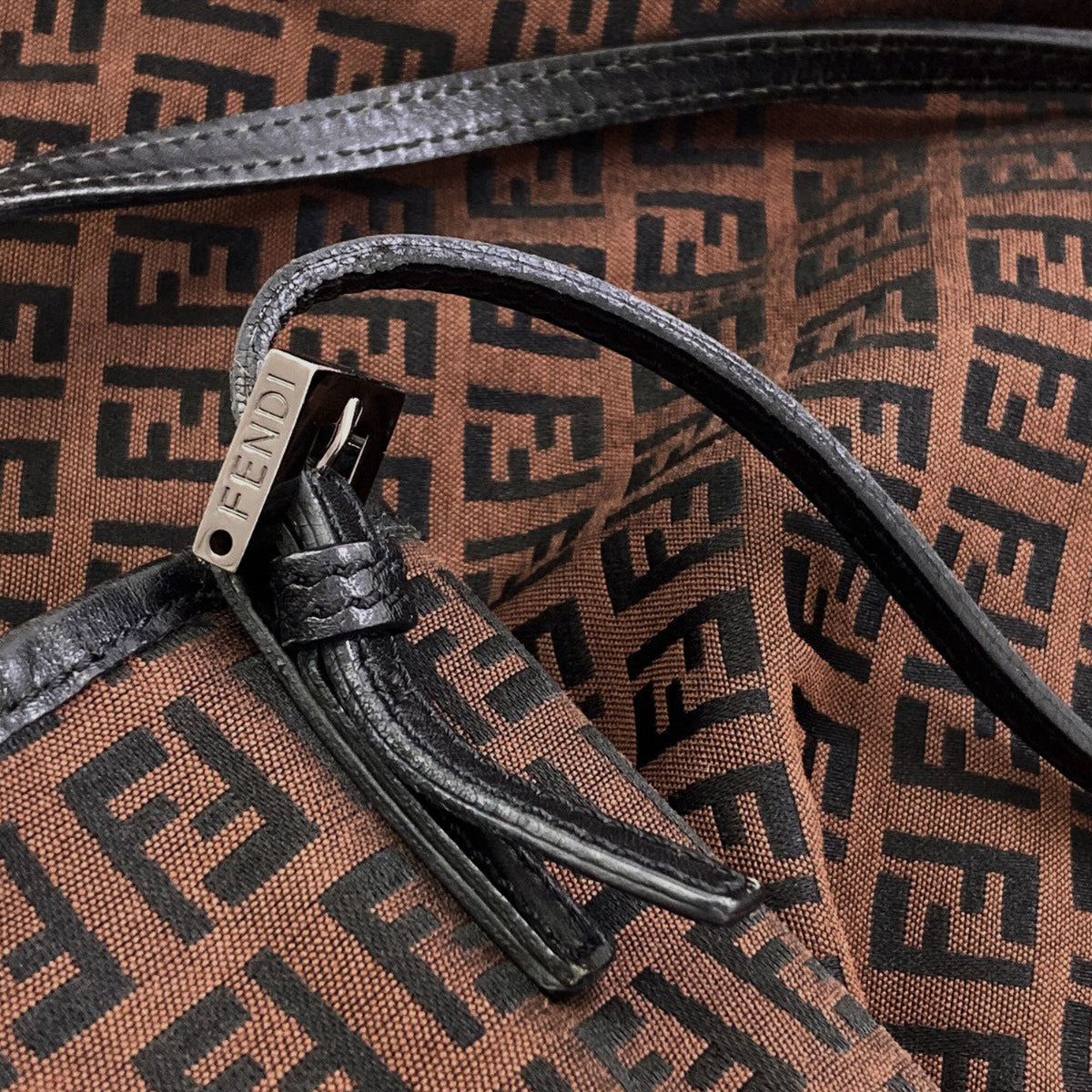 Fendi Brown Canvas Leather Tote Bag (Pre-Owned)