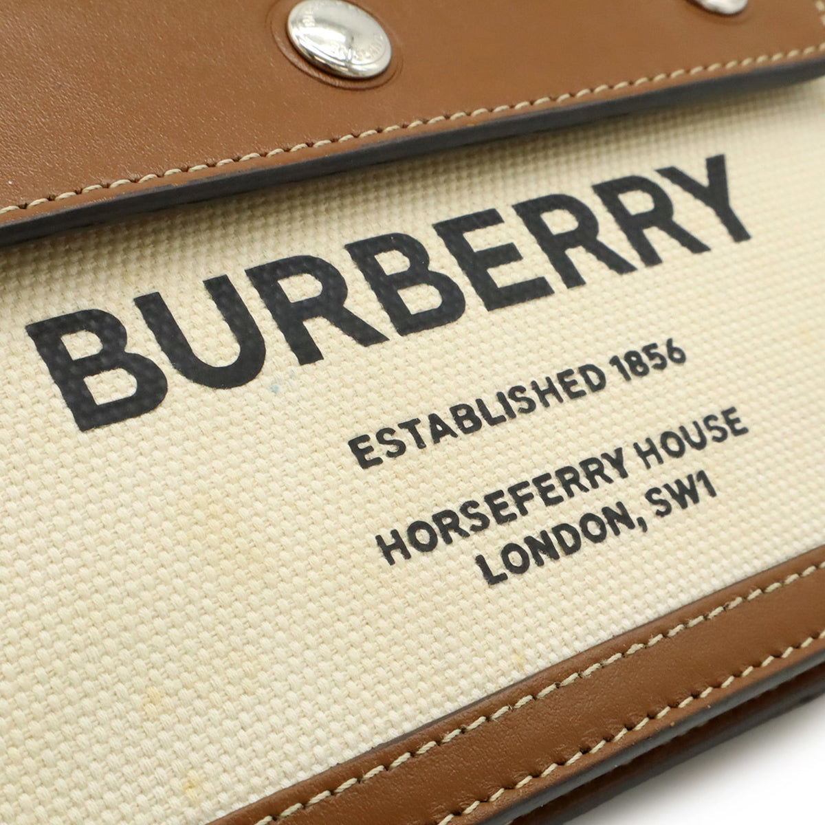 Burberry Black Gray Canvas Leather Pochette Shoulder Bag (Pre-Owned)