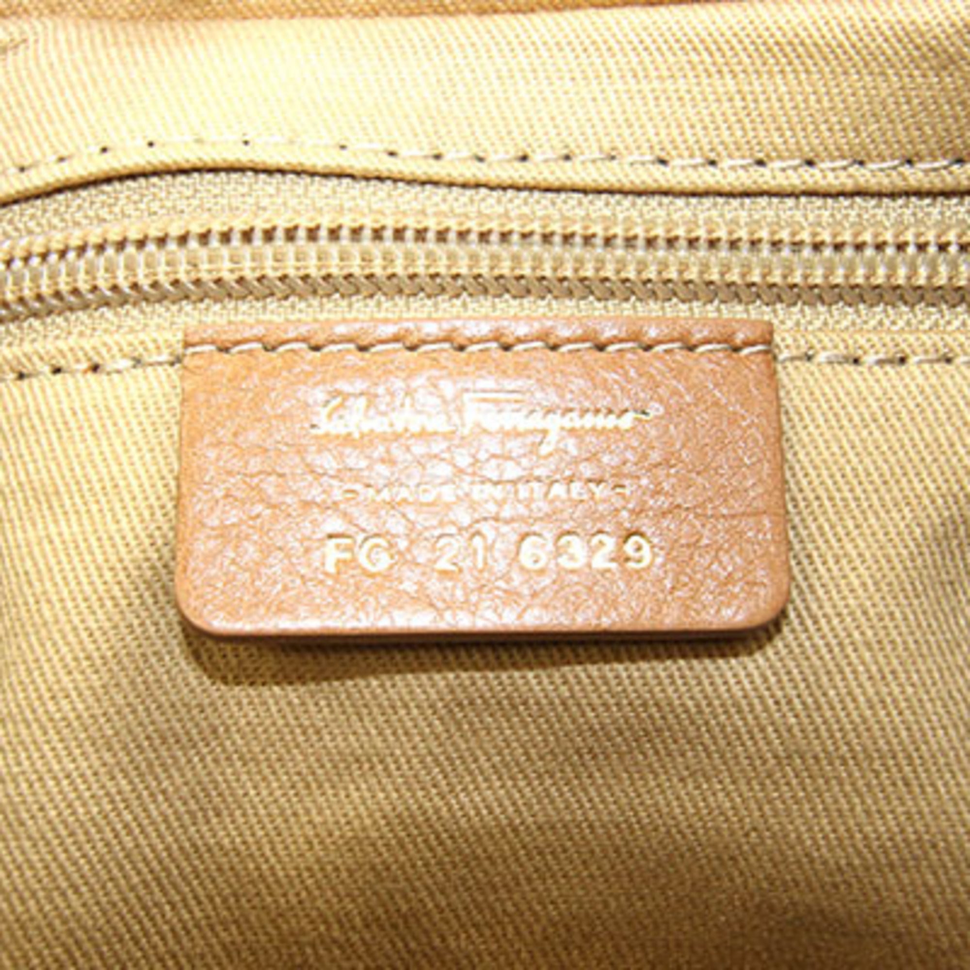 Salvatore Ferragamo Gancini Brown Leather Handbag Shoulder Bag (Pre-Owned)