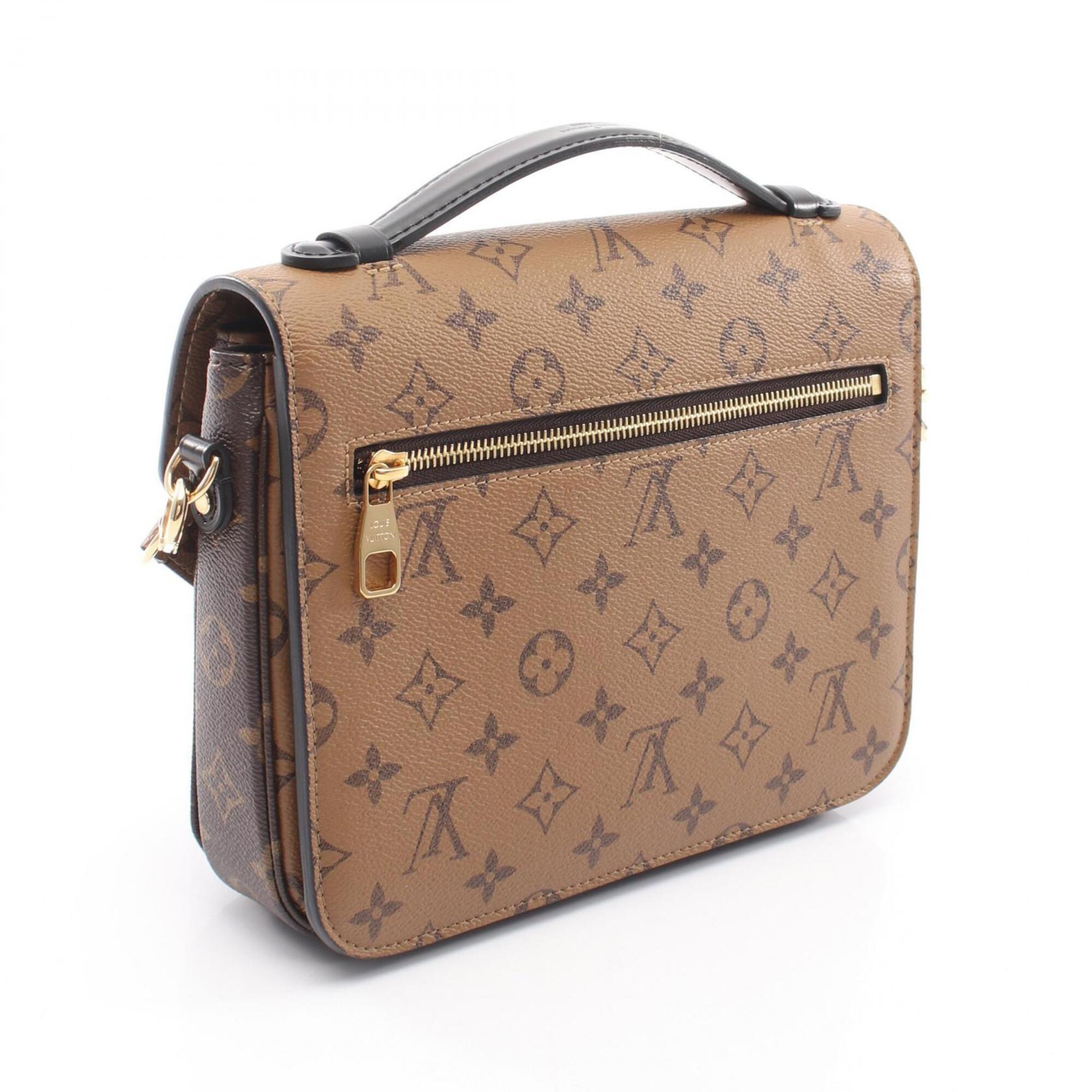 Louis Vuitton Black Brown Coated Canvas Leather Handbag Pochette (Pre-Owned)