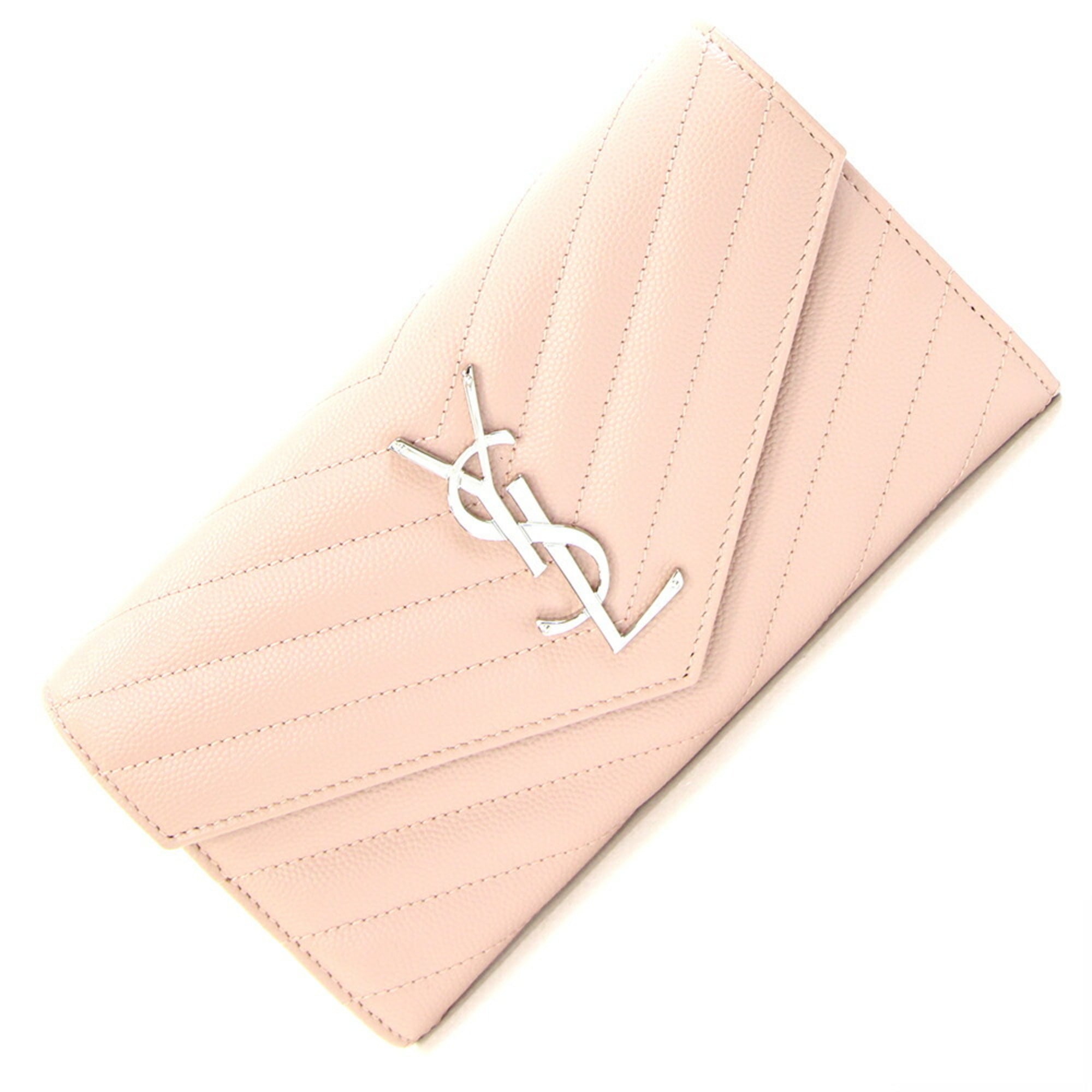 Saint Laurent Light Pink Leather Long Wallet (Bi-Fold) (Pre-Owned)