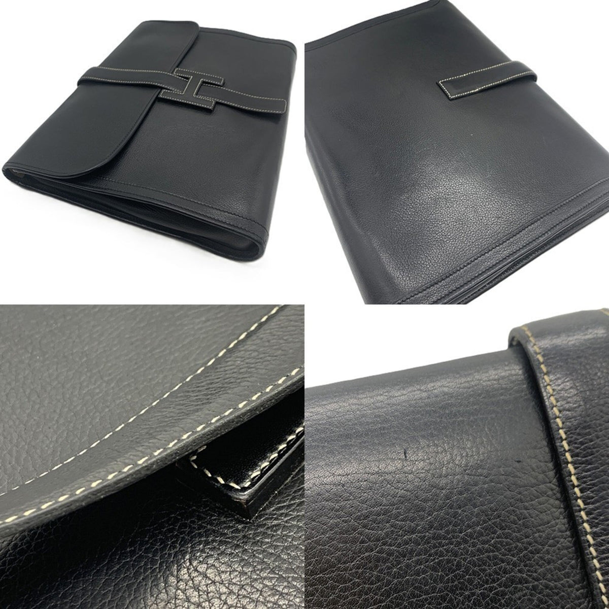 Hermes Black Leather Clutch Bag (Pre-Owned)