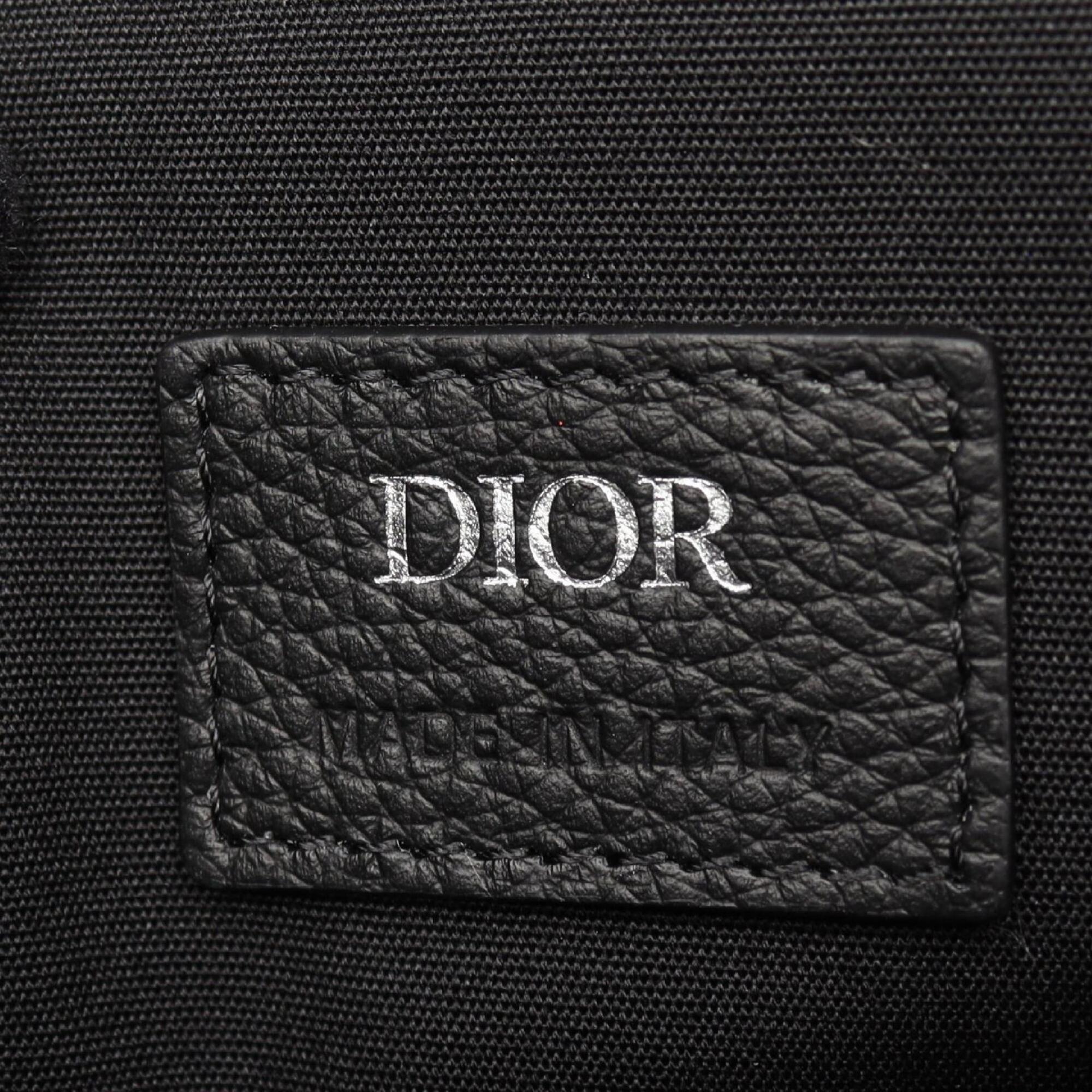 Christian Dior Beige Black Navy Canvas Leather Handbag Tote Bag (Pre-Owned)
