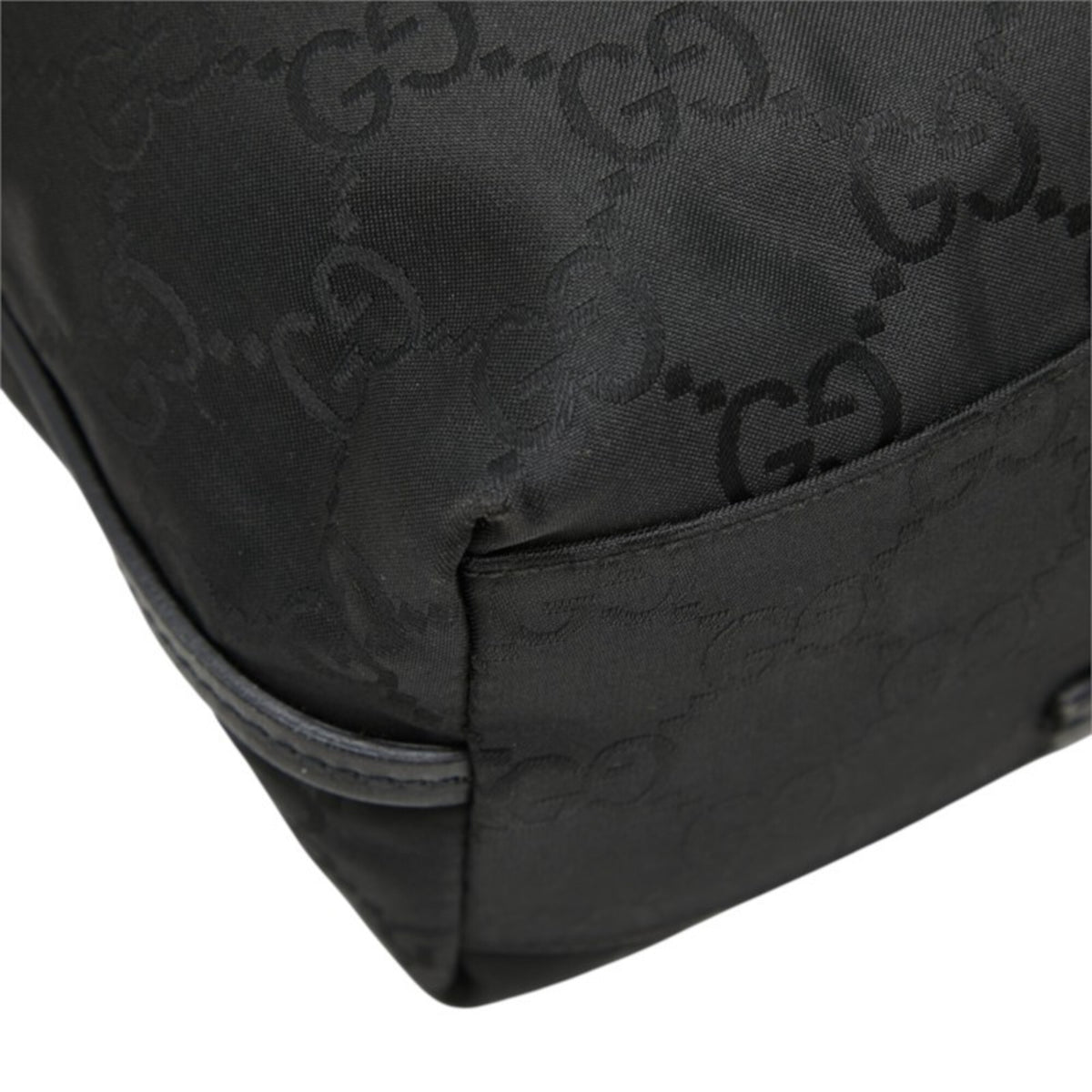 Gucci Black Nylon Leather Shoulder Bag Tote Bag (Pre-Owned)