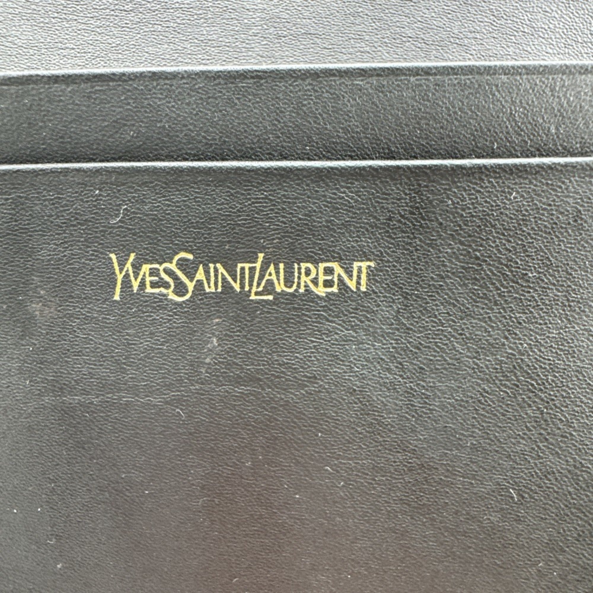 Yves Saint Laurent Black Leather Long Wallet (Bi-Fold) (Pre-Owned)