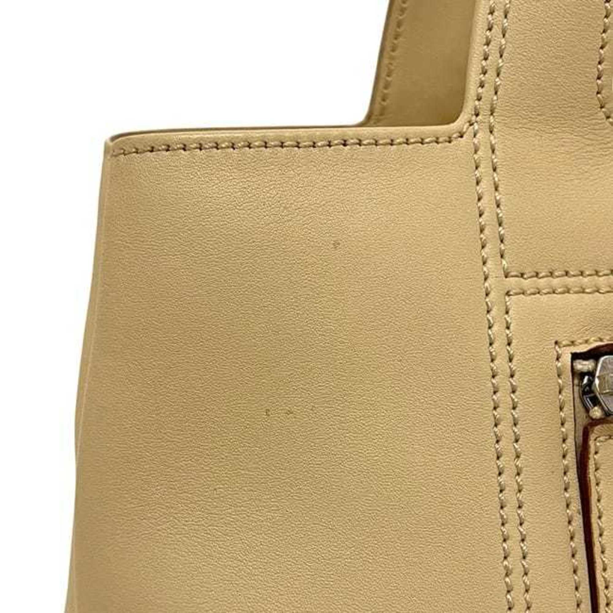 Salvatore Ferragamo Beige Leather Handbag Tote Bag (Pre-Owned)