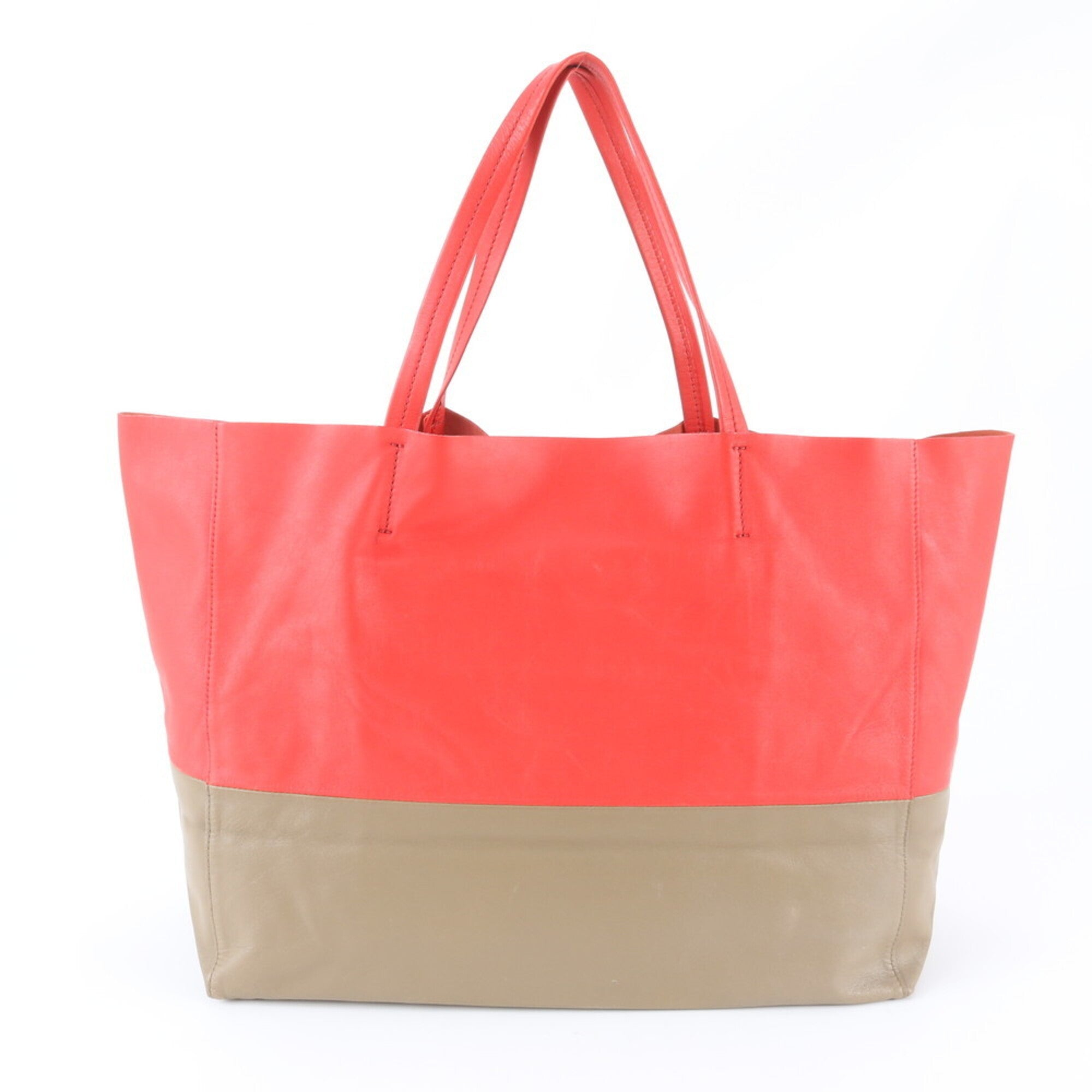 Celine Gold Red Color Leather Handbag Tote Bag (Pre-Owned)