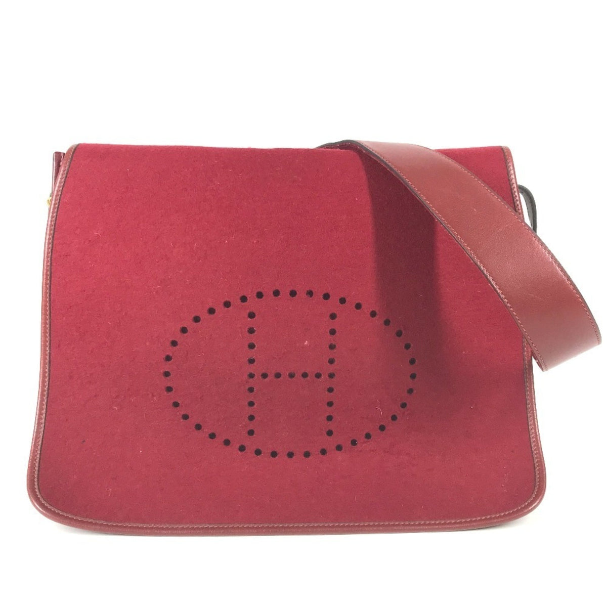 Hermes Red Color Felt Leather Shoulder Bag (Pre-Owned)