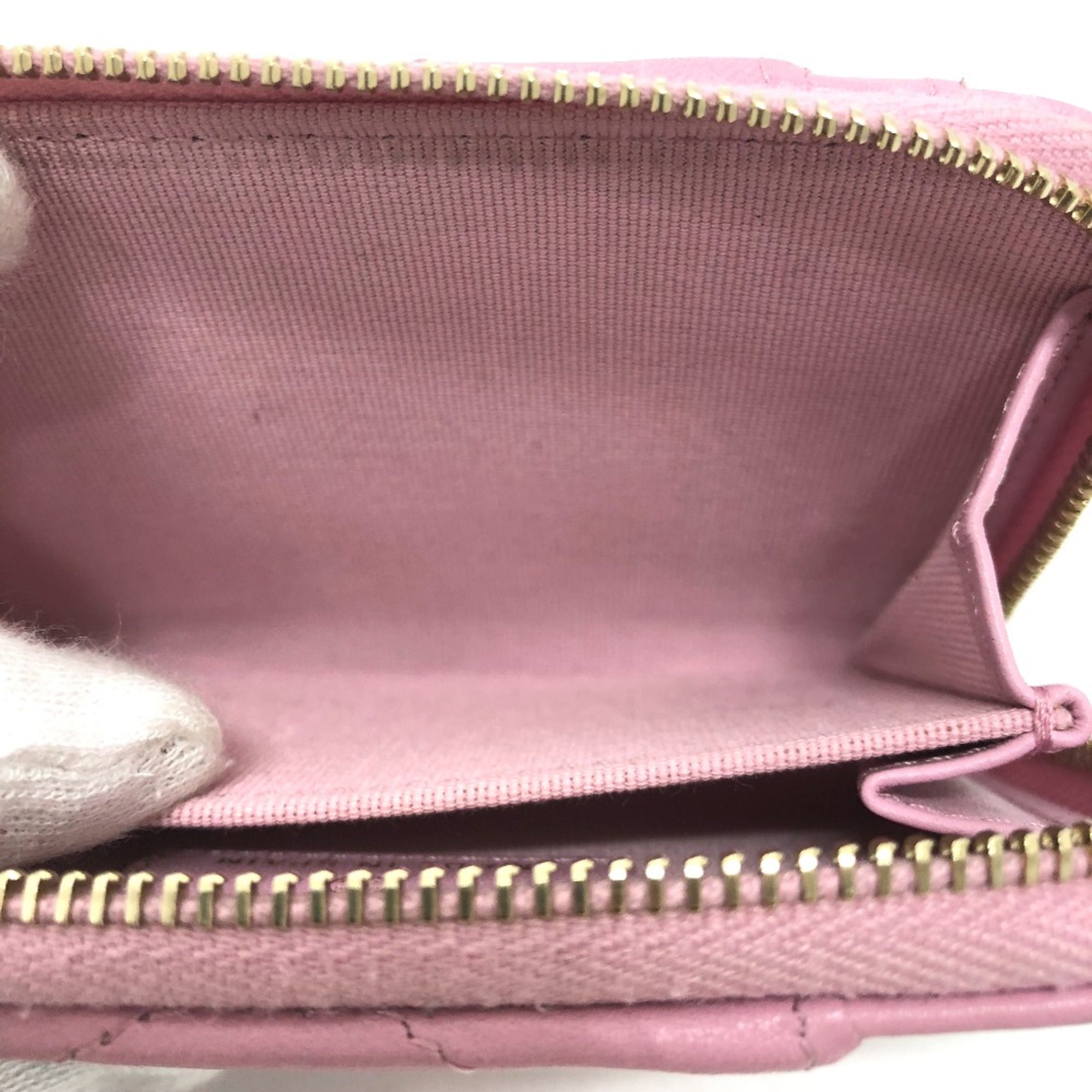 Chanel Pink Leather Coin Purse/Coin Case (Pre-Owned)
