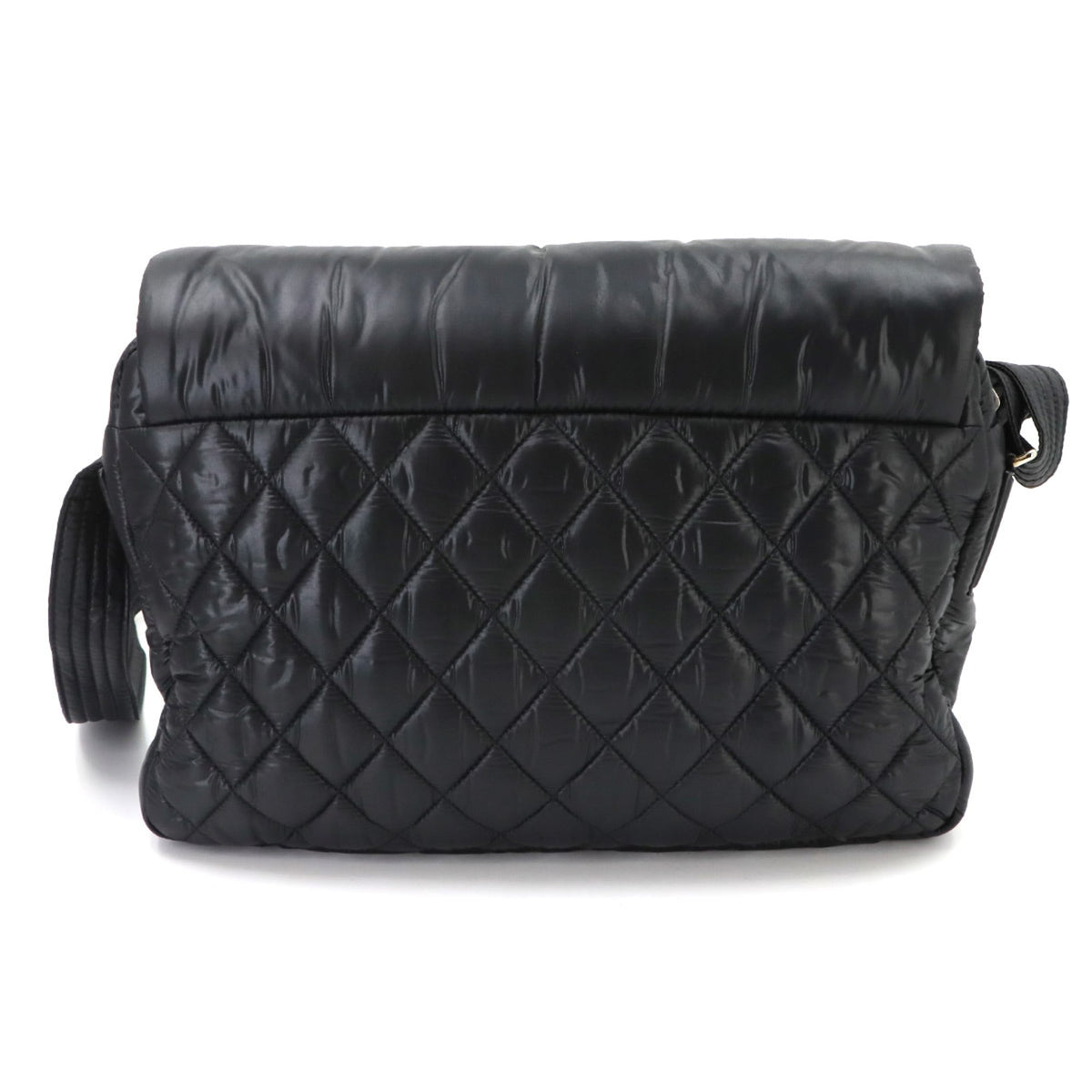 Chanel Black Nylon Leather Handbag Shoulder Bag (Pre-Owned)