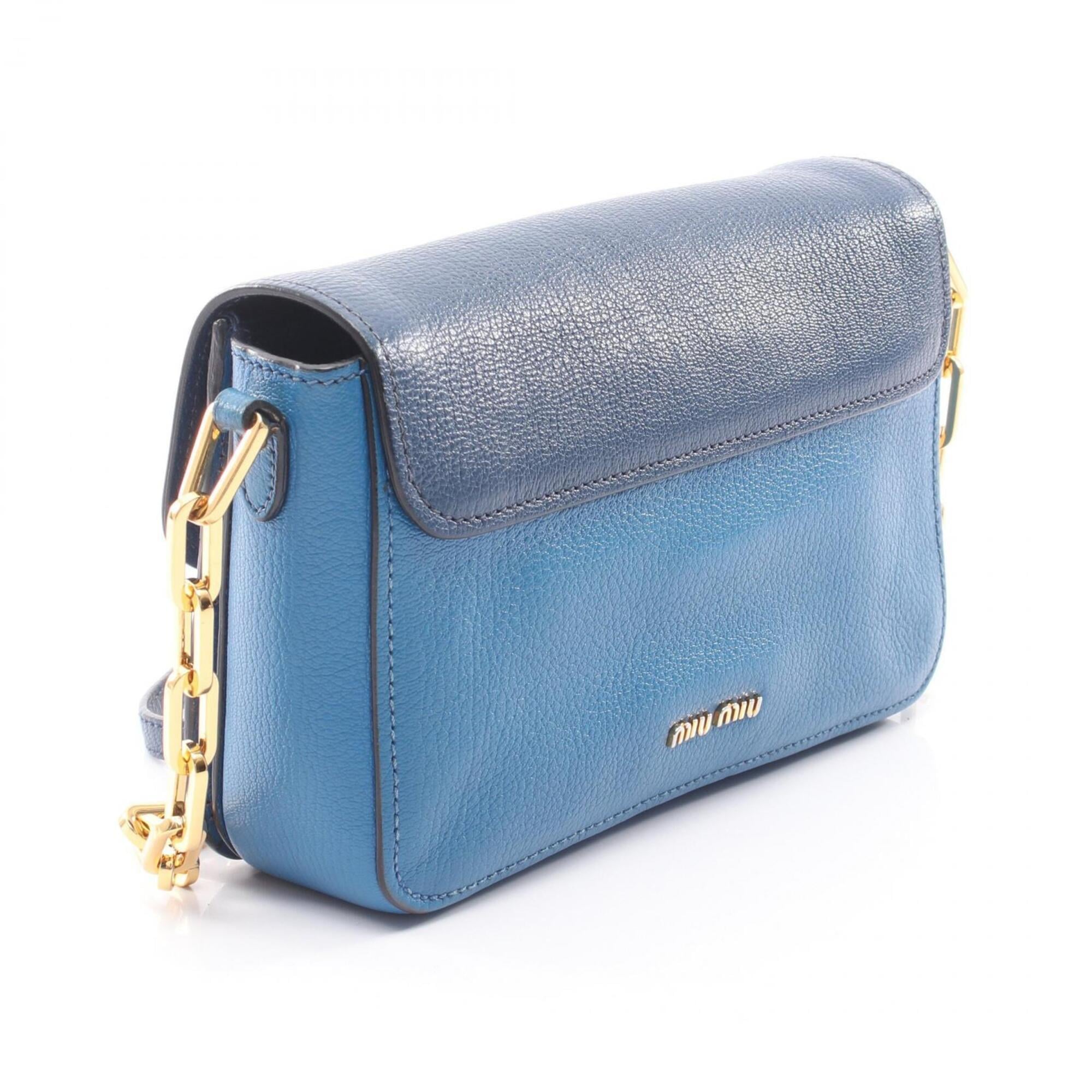 Miu Miu Blue Navy Leather Handbag Shoulder Bag (Pre-Owned)
