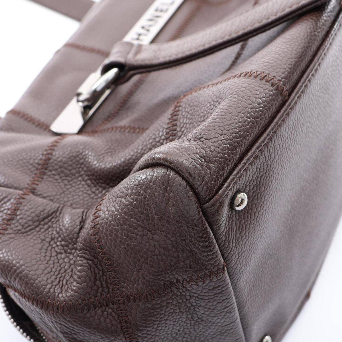 Chanel Brown Grained Calfskin Handbag Shoulder Bag (Pre-Owned)