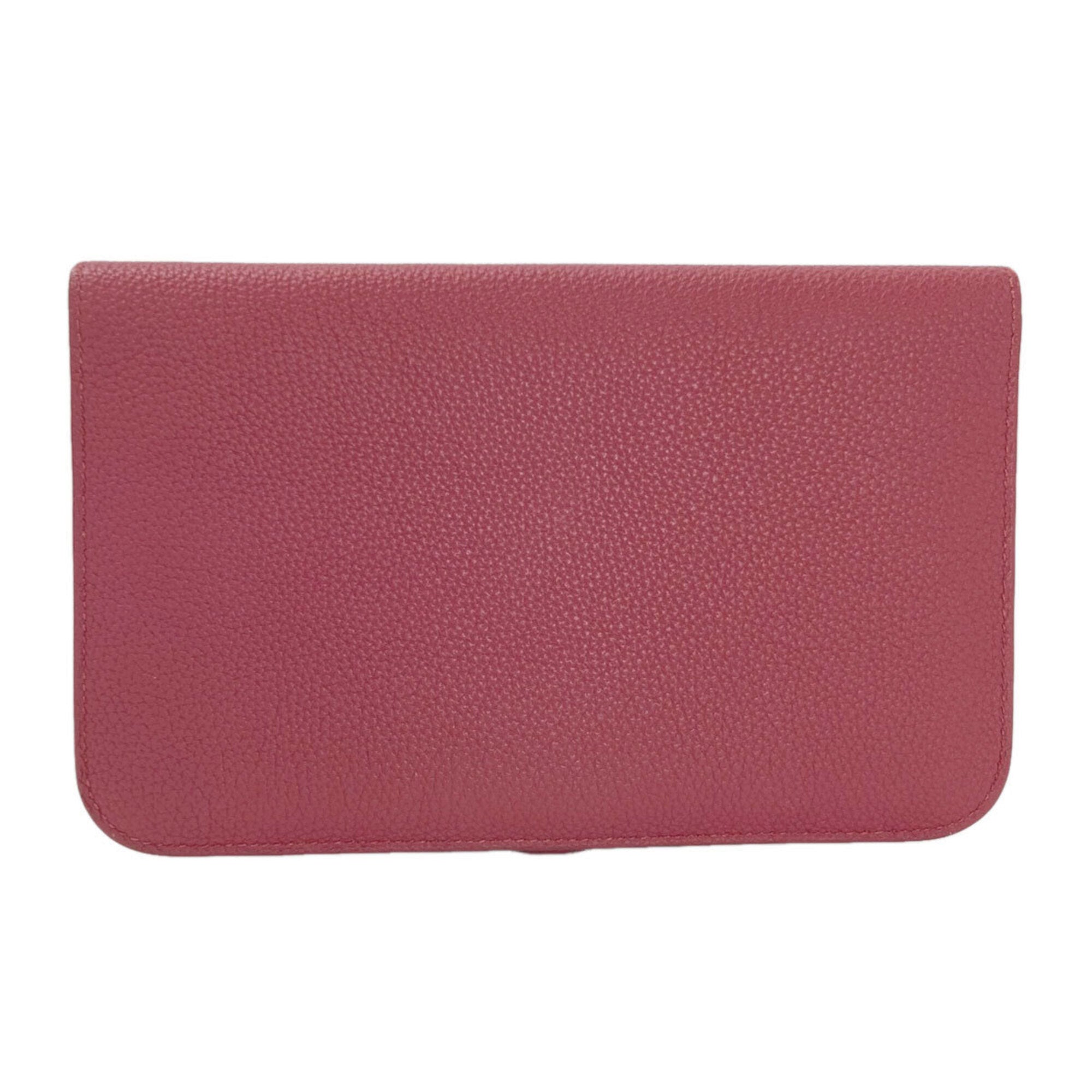 Hermes Red Color Togo Leather Long Wallet (Bi-Fold) (Pre-Owned)