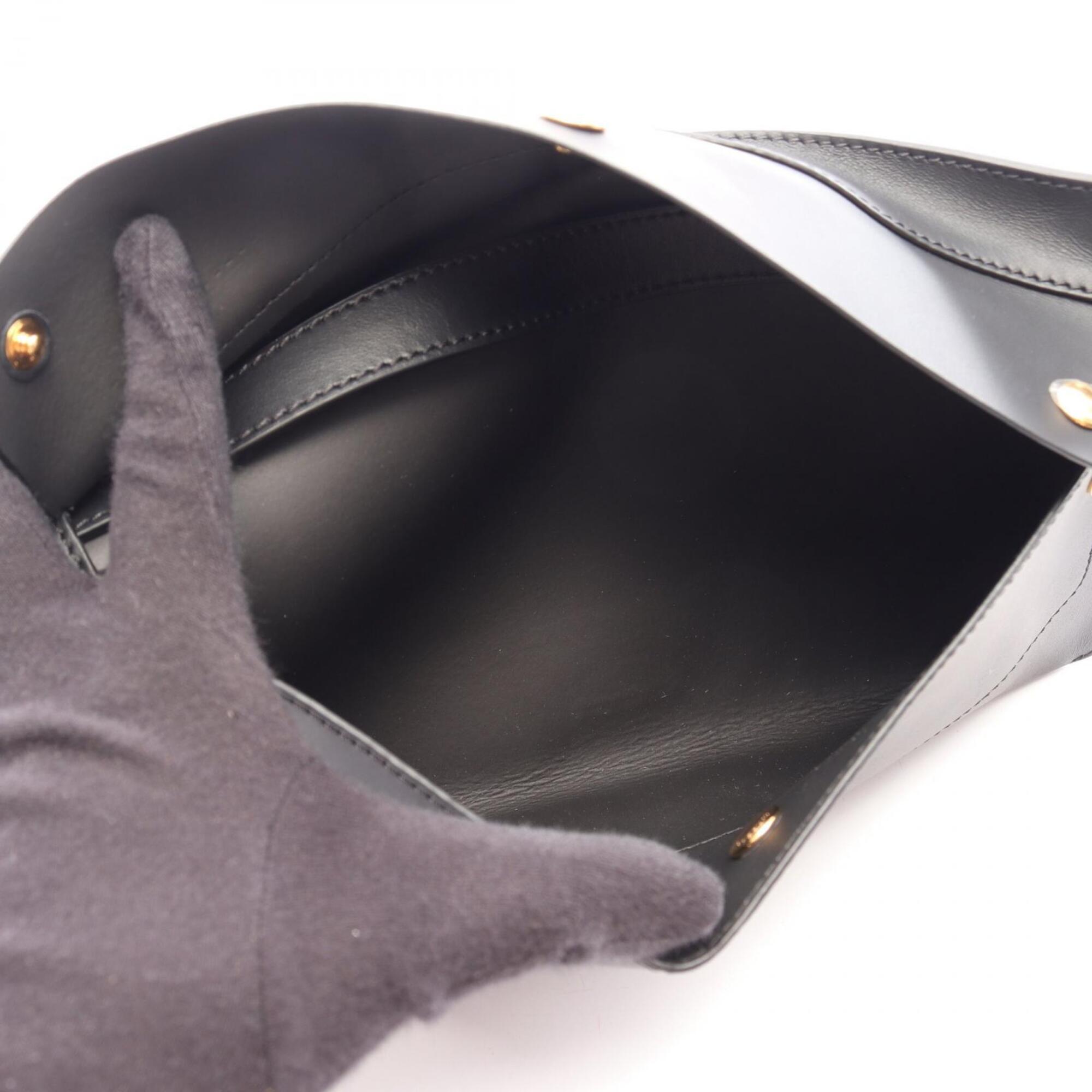 Burberry Black Leather Fanny Pack Handbag Pouch (Pre-Owned)