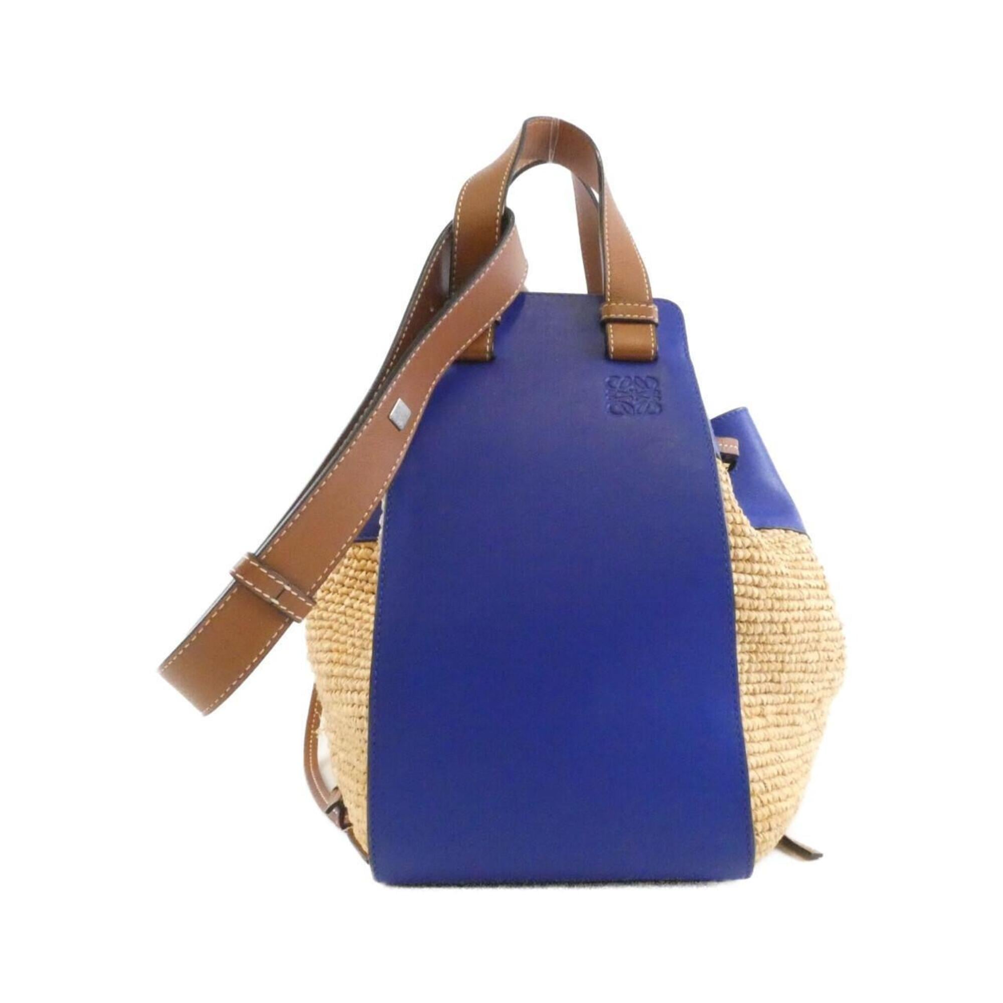 Loewe Blue Raffia Leather Shoulder Bag (Pre-Owned)
