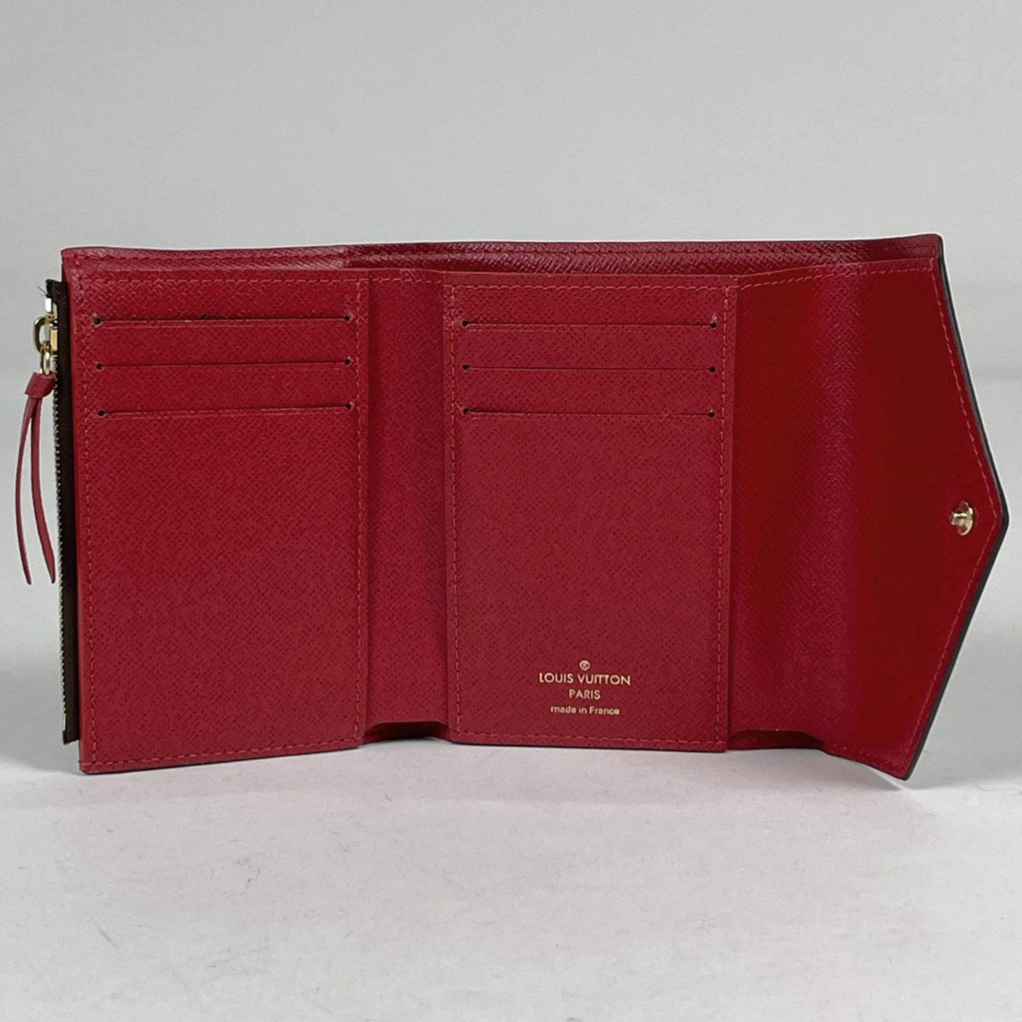 Louis Vuitton Brown Red Color Wallet (Tri-Fold) (Pre-Owned)
